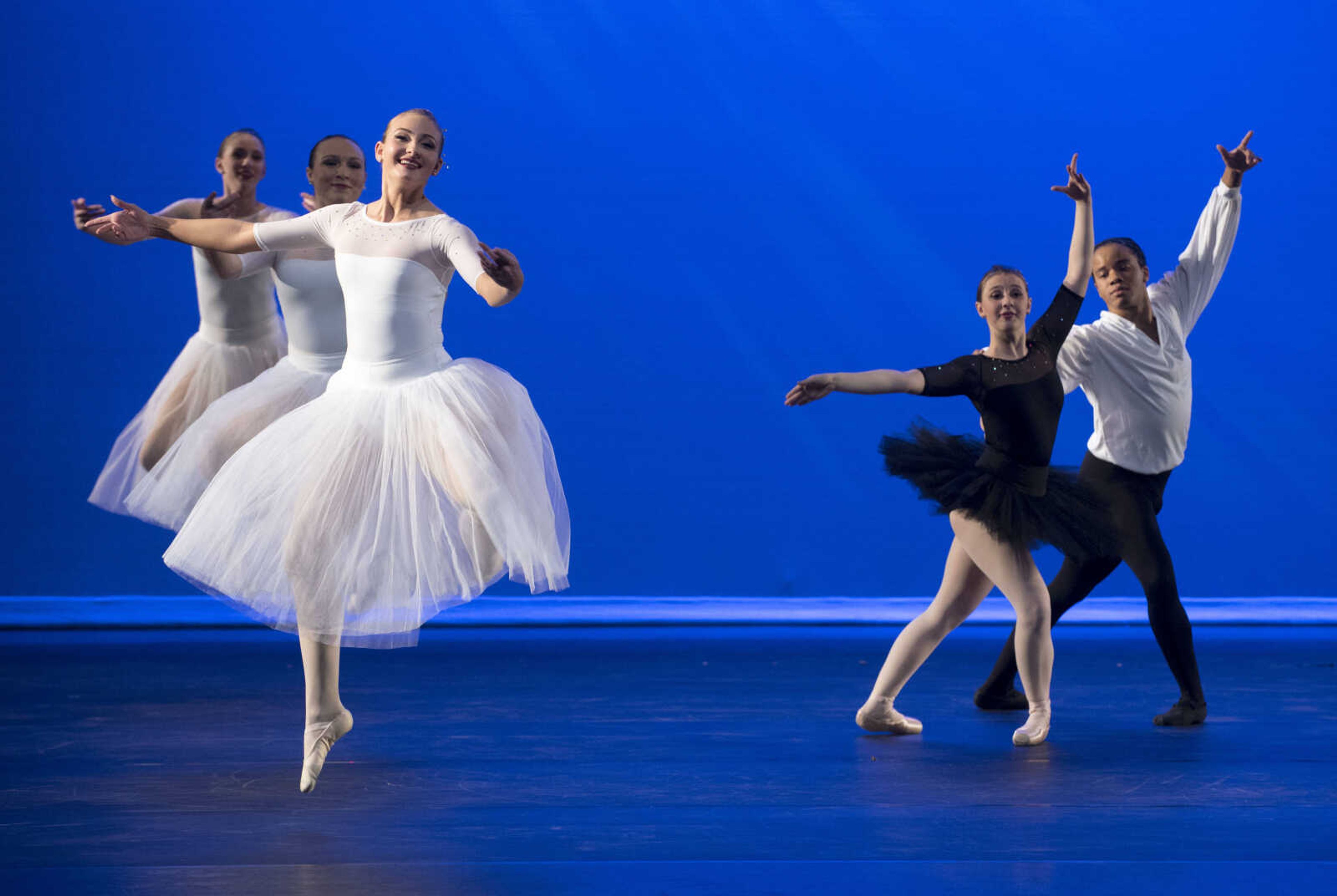 Southeast Missouri State dance students perform "Diamants Noirs" during a Fall Into Dance dress rehearsal Wednesday, Nov. 14, 2018, at Bedell Performance Hall in Cape Girardeau.