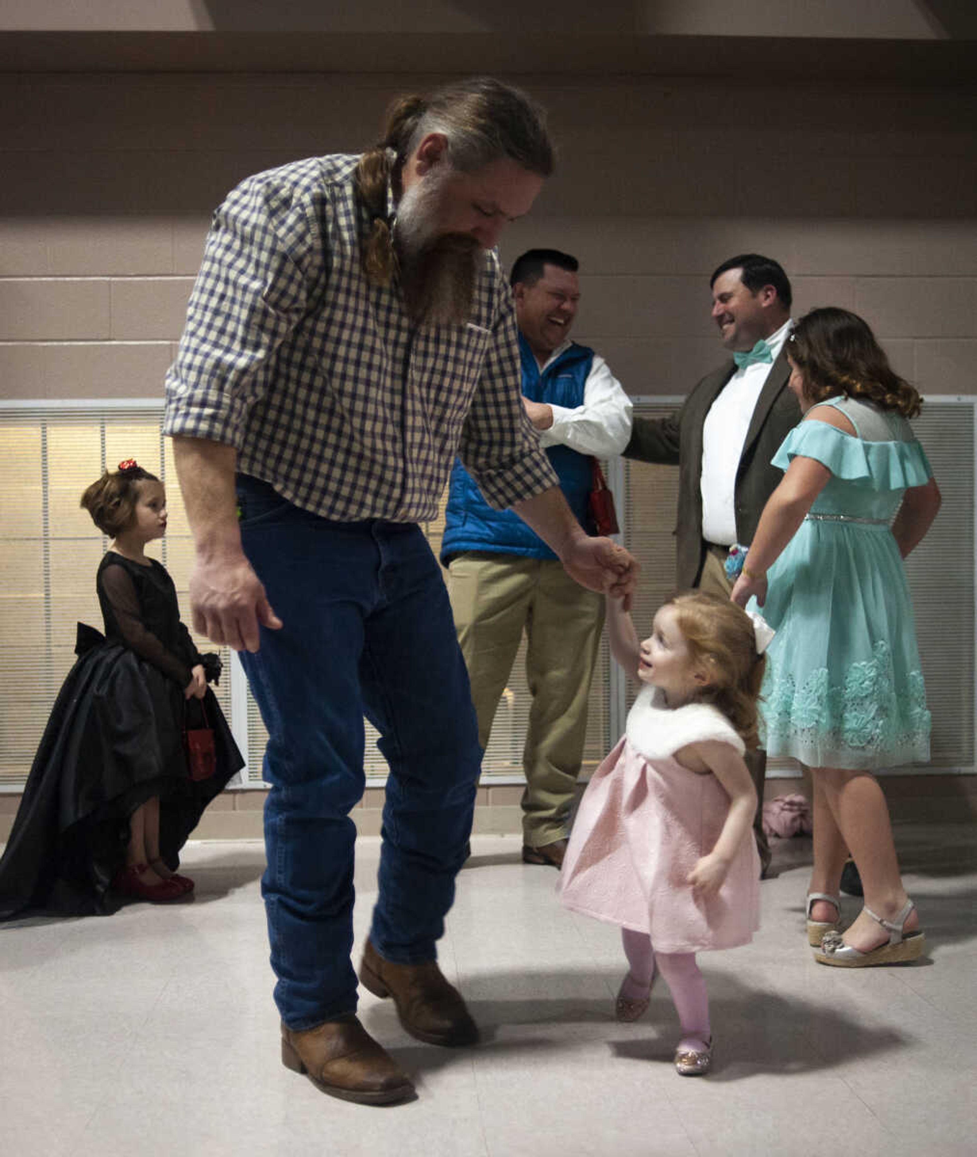 Lillian Schultz of Whitewater, 2, dances with her father Jared Schultz during the 11th annual Father Daughter Dance on Saturday, Feb. 16, 2019, at Osage Centre in Cape Girardeau.&nbsp;