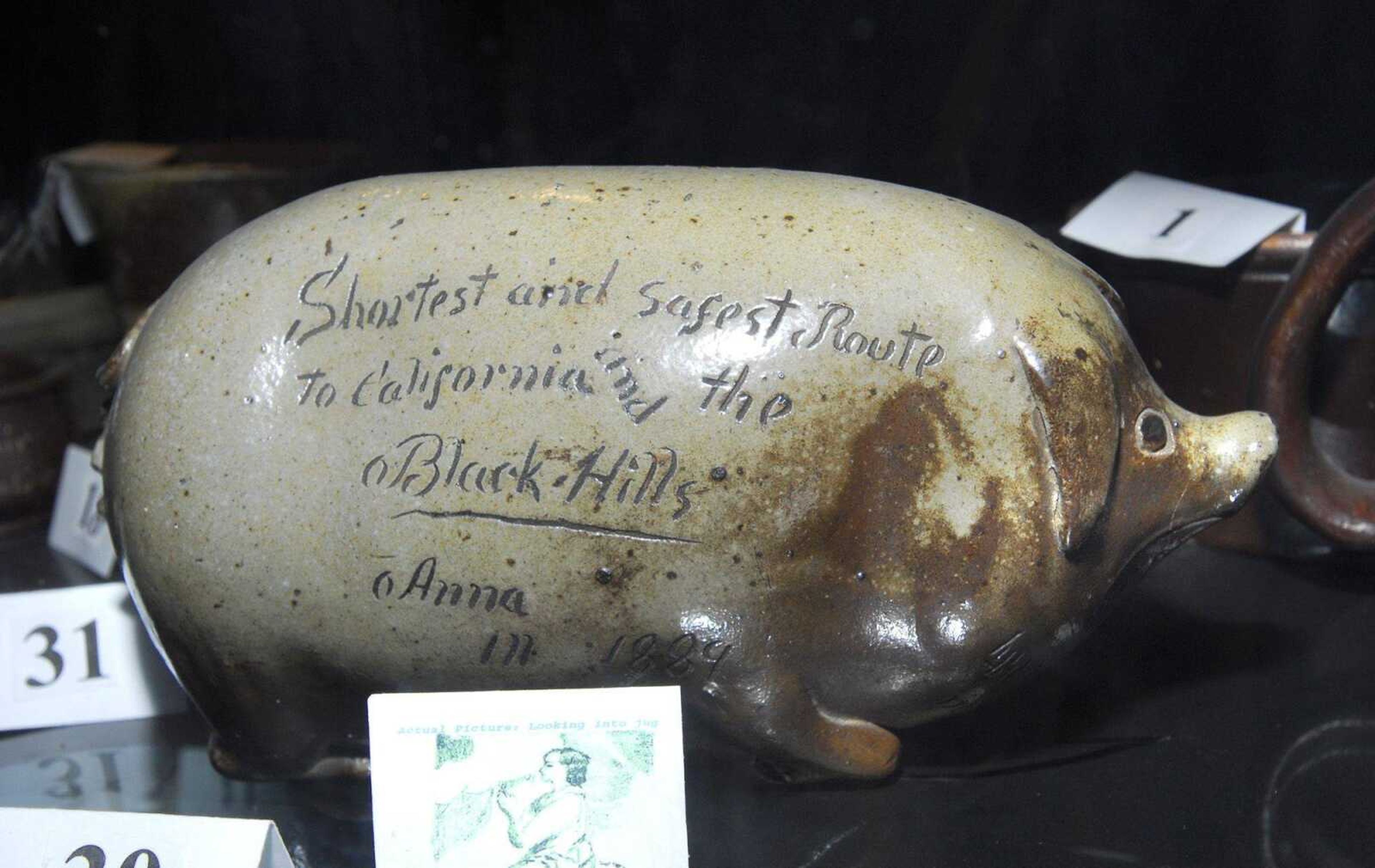 This Anna Pottery pig, dated 1889, is on display at Stinson Library in Anna, Ill.