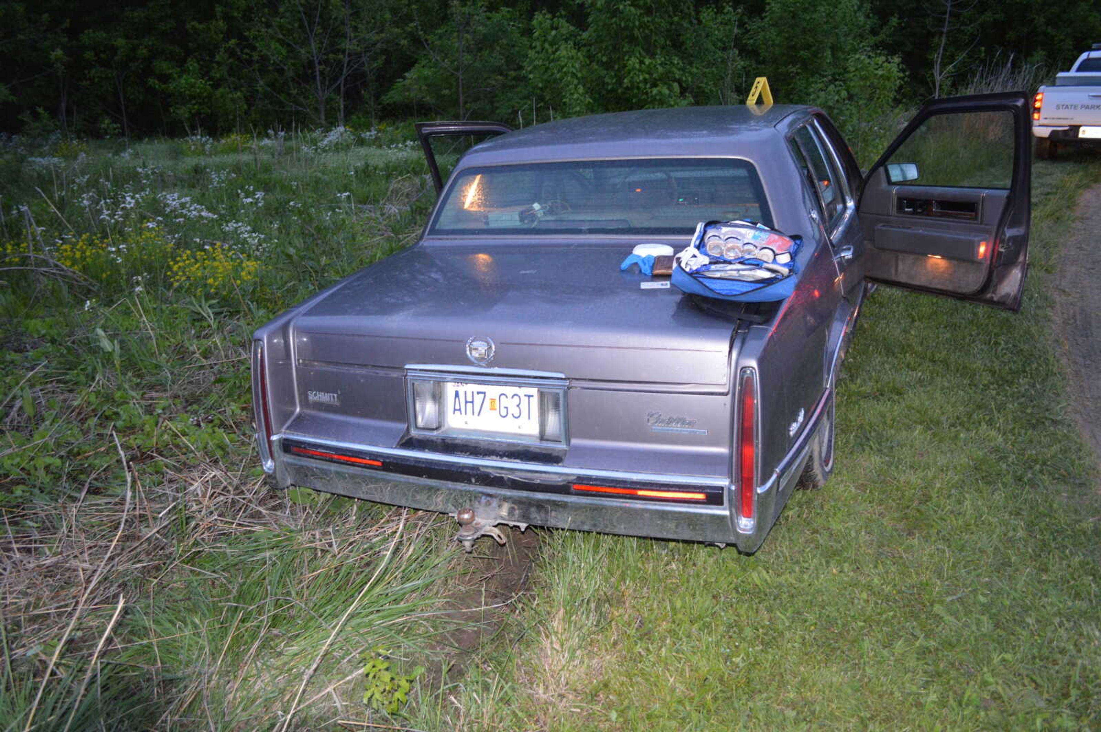 A first-aid kit sits on the back of Jeffrey Darrell Hobbs' car.