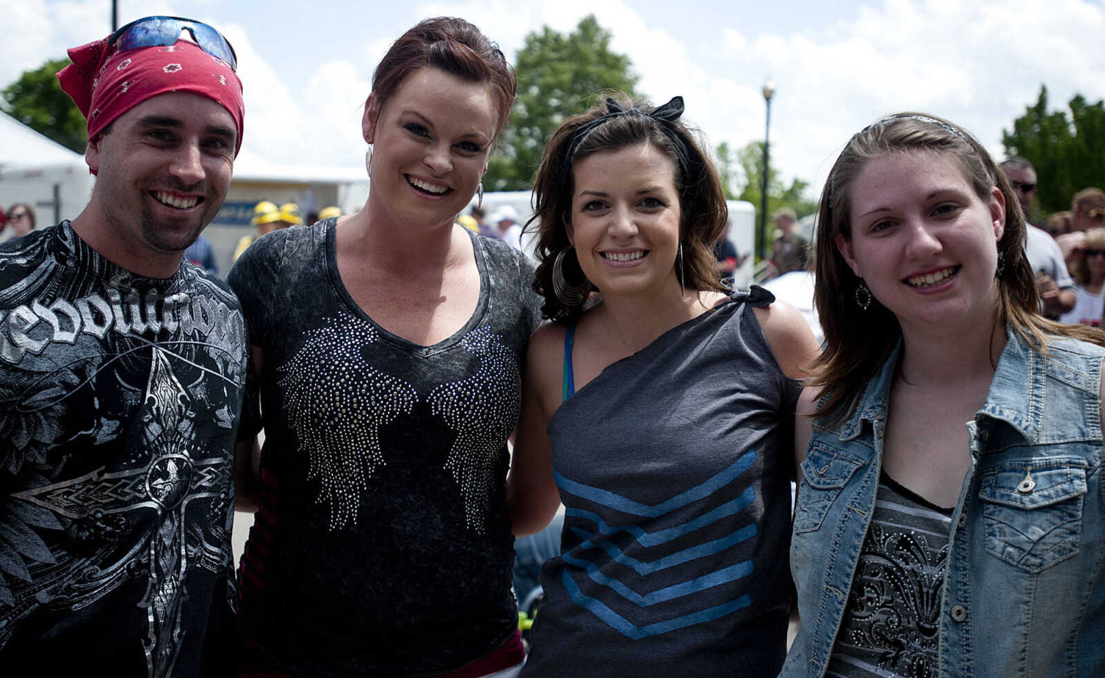 Nick Hotop, left, Misty Taylor, Melissa Hayden and Ashleigh Prevsser at the Perryville Mayfest Saturday, May 10, in Perryville, Mo.