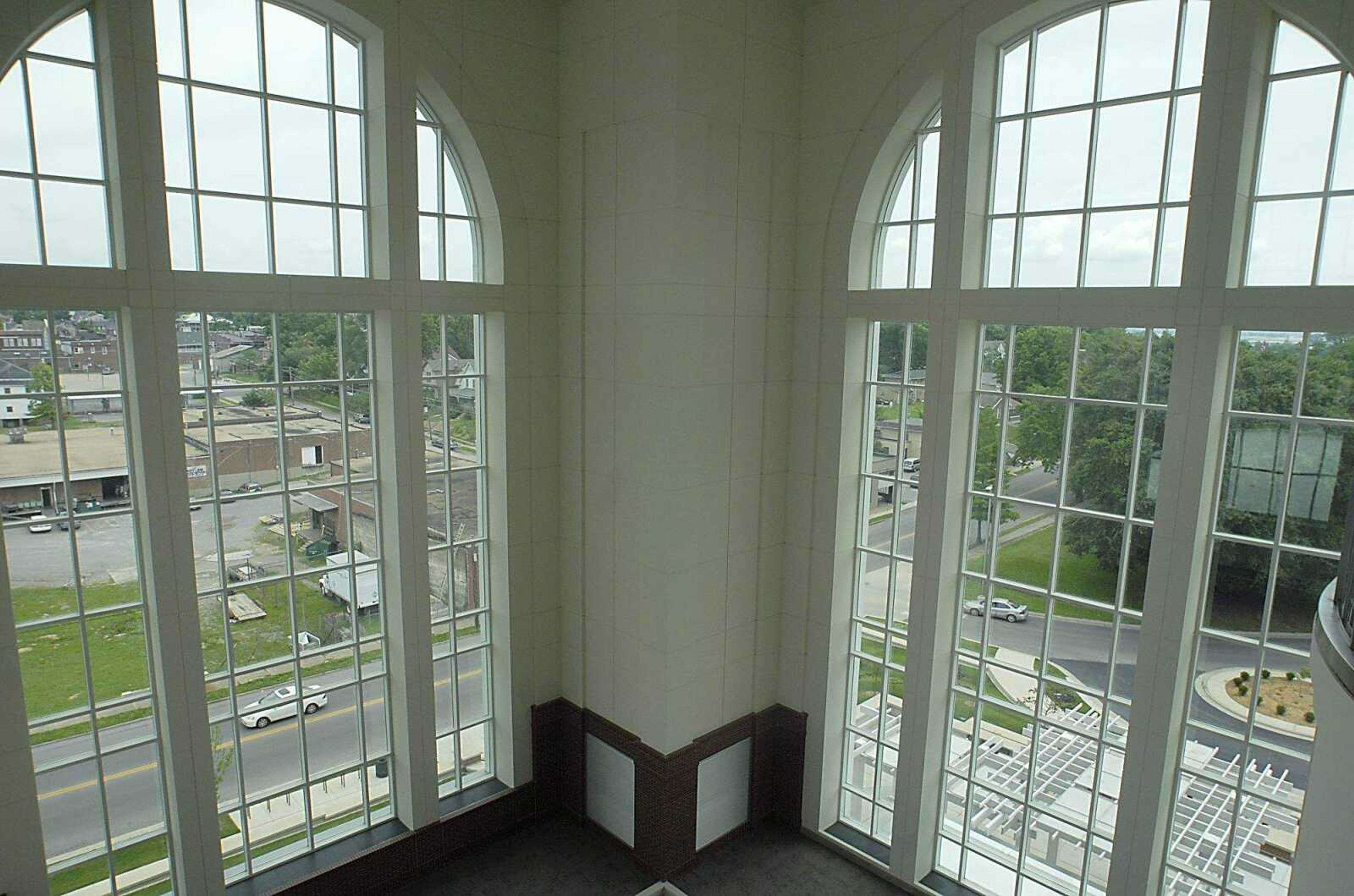 KIT DOYLE ~ kdoyle@semissourian.com
The view from the fourth floor balcony toward Independence St. Monday, June 2, 2008, in the Rush H. Limbaugh Sr. United States Courthouse in Cape Girardeau.