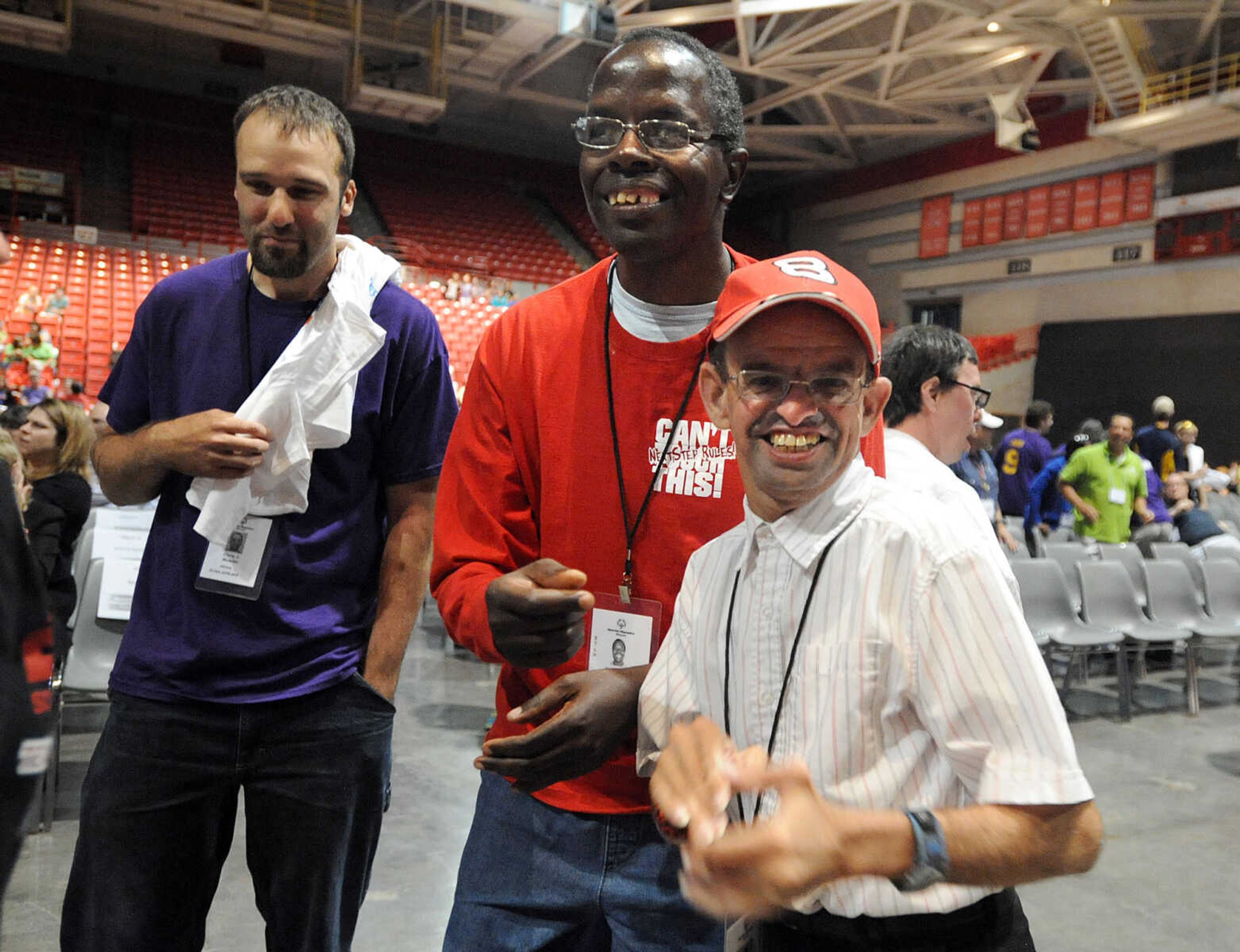 LAURA SIMON ~ lsimon@semissourian.com

Special Olympic athletes dance to music from Shades of Soul, Friday, Oct. 11, 2013 during the opening ceremony for the Special Olympics Missouri State Fall Games at the Show Me Center.