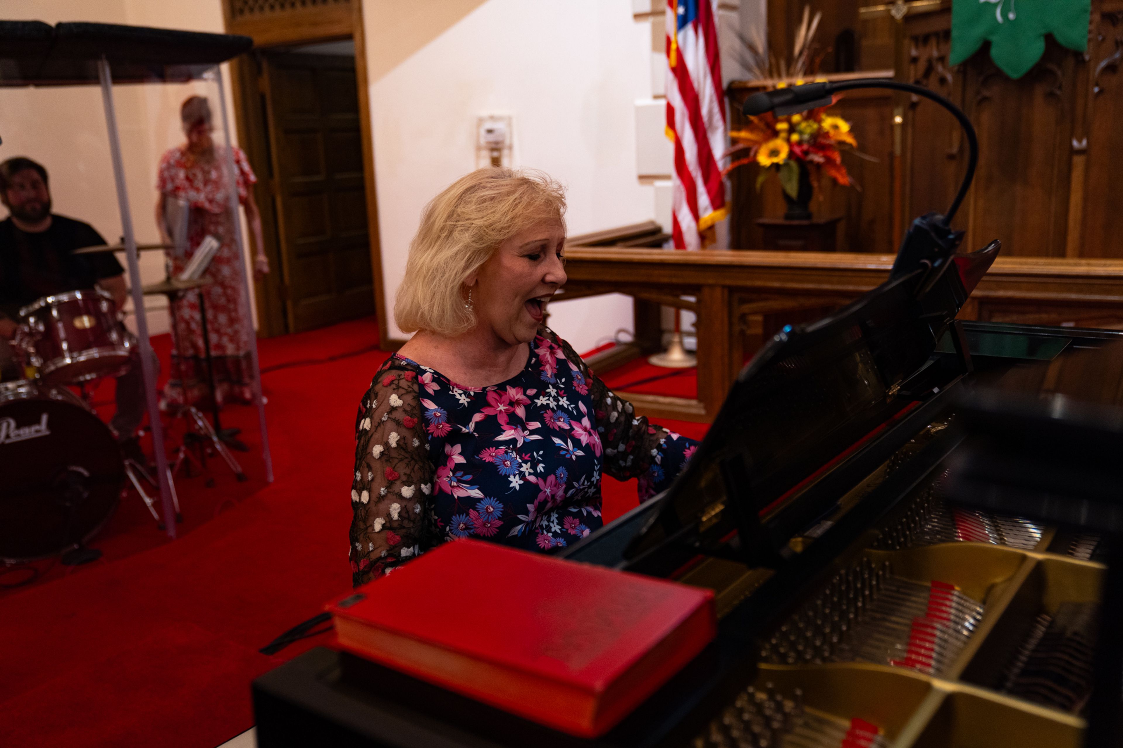 Cheryl Fortner practices a song on the piano for "A Night of Music Praise" on Monday, Sept. 23 at Centenary Methodist Church.