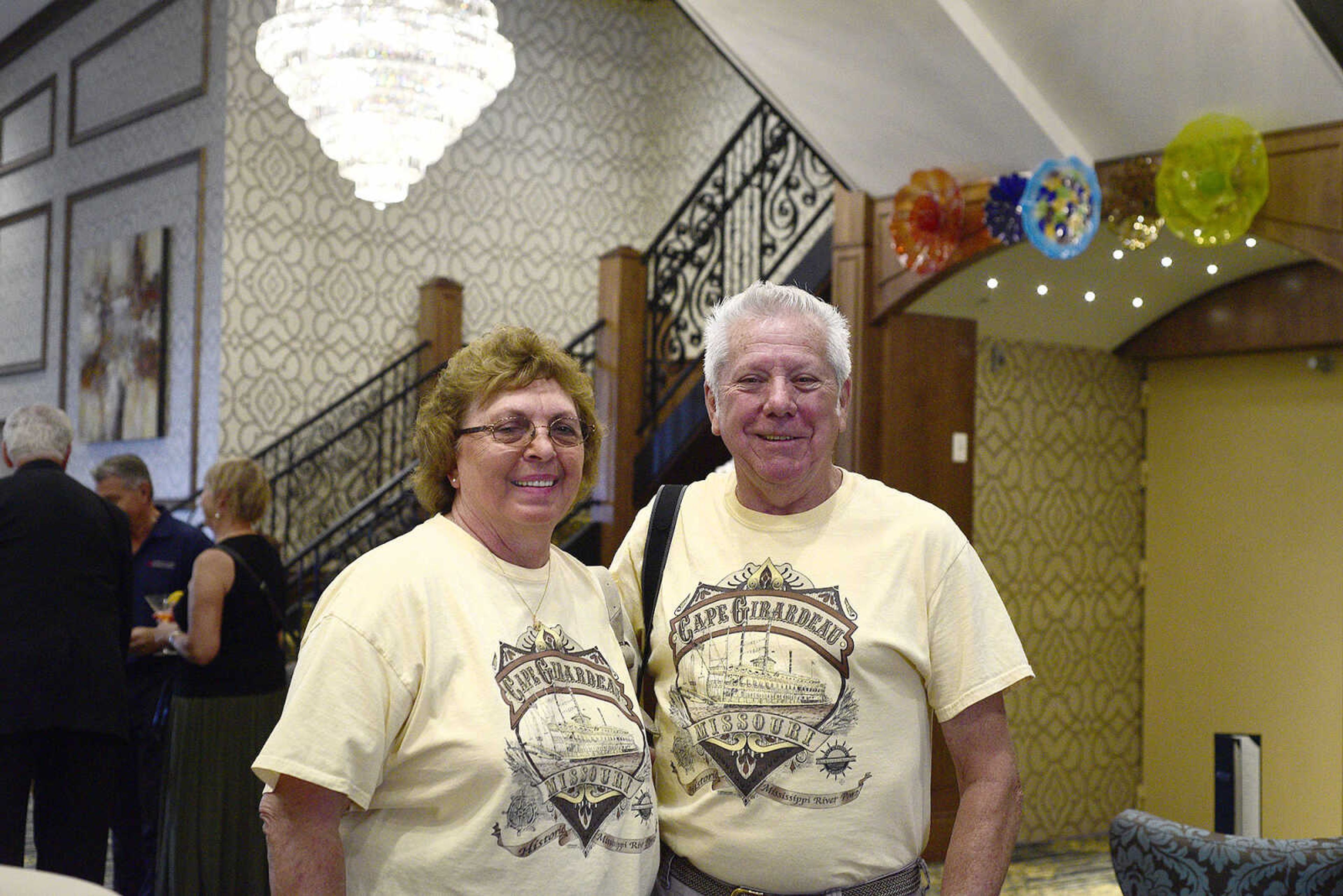 Sharon and Norman Chapman pose for a photo inside the American Duchess riverboat during its stop at Riverfront Park in downtown Cape Girardeau on Saturday, Aug. 26, 2017.