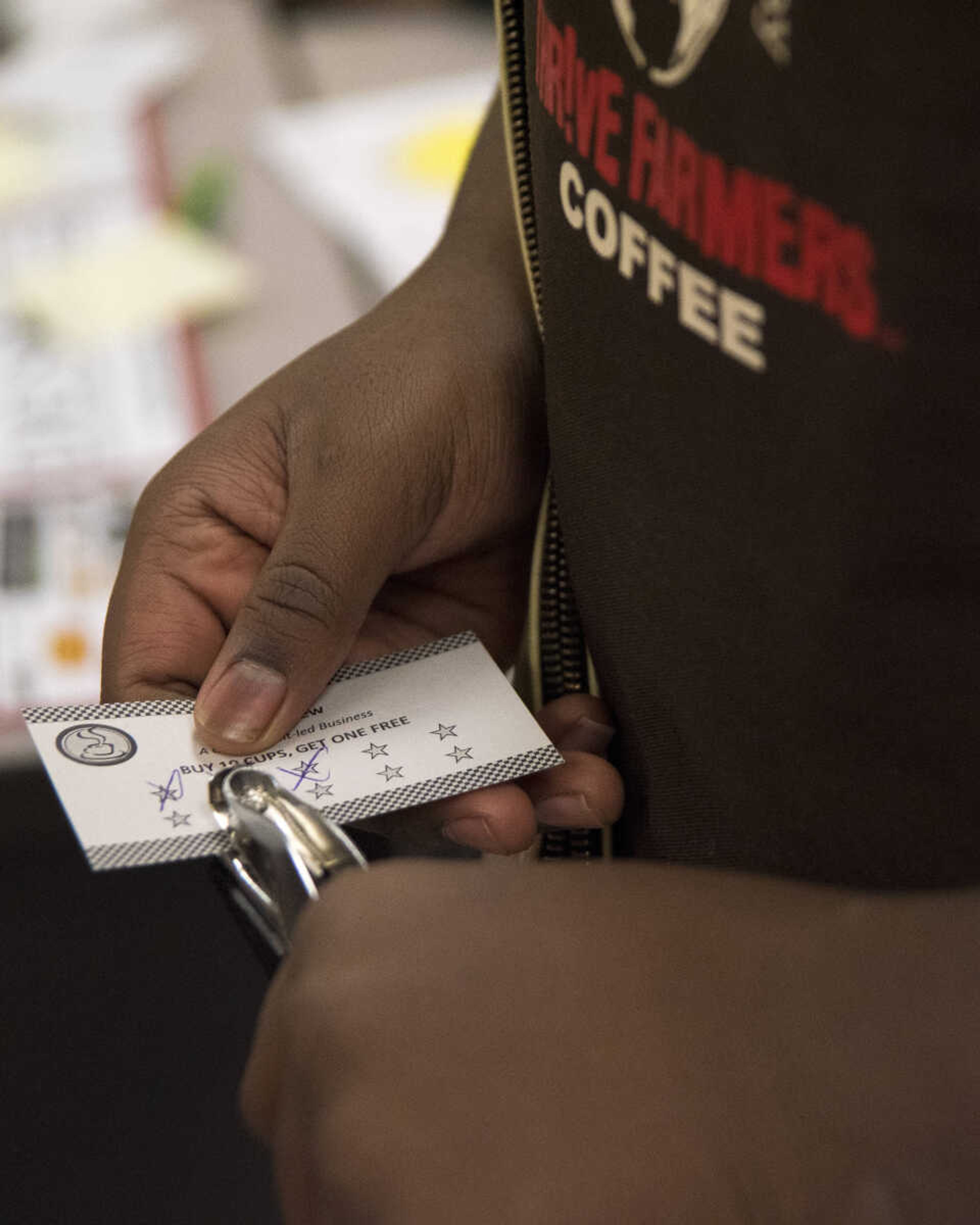 ANDREW J. WHITAKER ~ awhitaker@semissourian.com
Tim Dickinson makes a hole punch on a coffee card for Tiger Brew, a student run business run by the special education department at Cape Girardeau Central, Tuesday, Dec. 13, 2016 in Cape Girardeau. Tiger Brew is available Monday through Friday during three different class periods, 1st hour, 2nd hour and advisory and offer a variety of drinks from hot coffees and teas, iced drinks, hot chocolates and even smoothies.