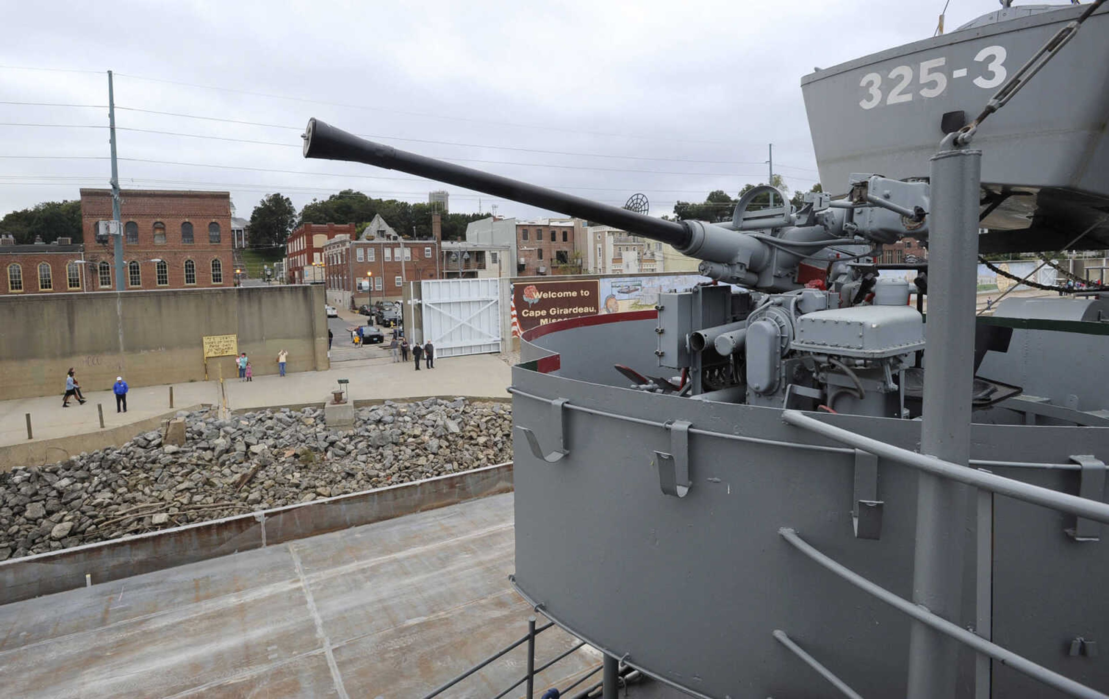 The USS LST 325 is docked Thursday, Sept. 29, 2016 at Riverfront Park in Cape Girardeau.