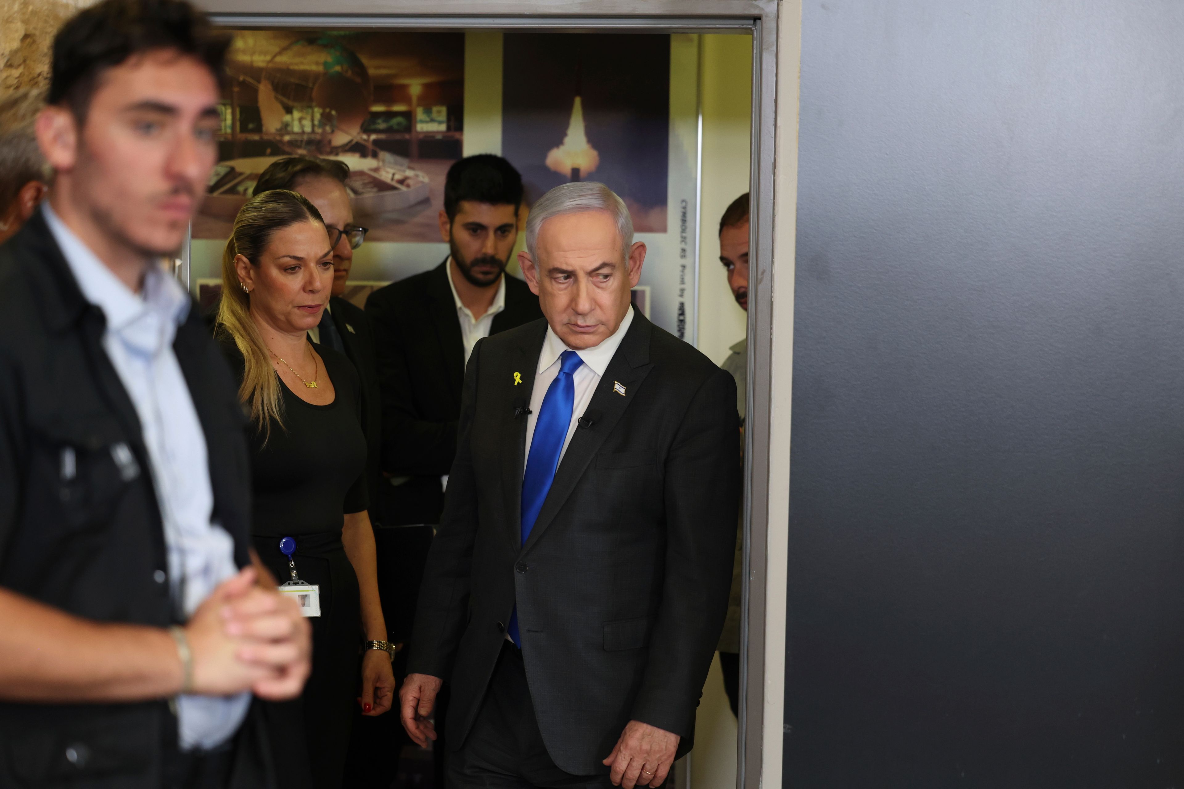 Israeli Prime Minister Benjamin Netanyahu arrives for a press conference at the Government Press office in Jerusalem, Wednesday, Sept. 4, 2024. (Abir Sultan/Pool via AP)