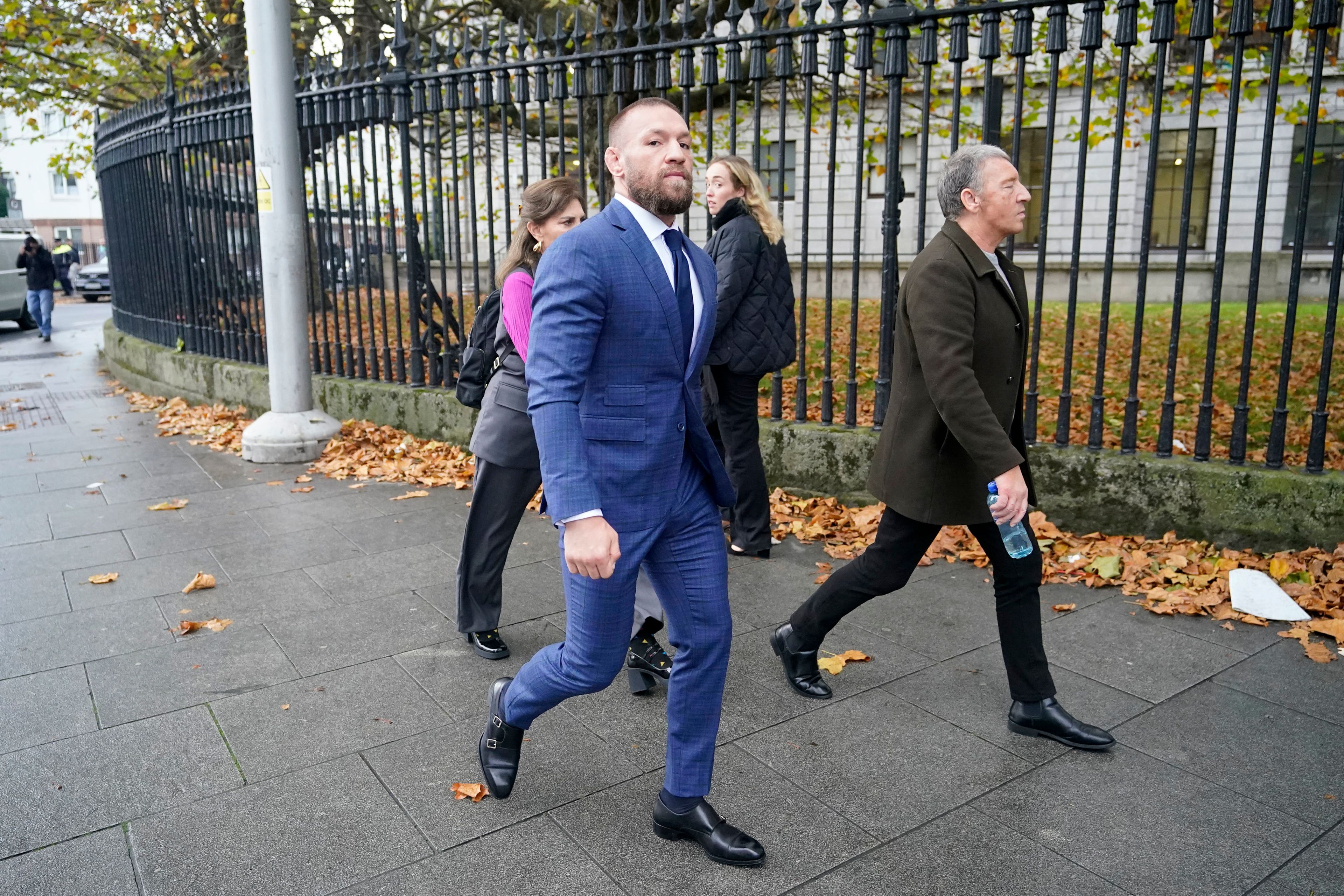 Conor McGregor leaves High Court in Dublin, Ireland Tuesday, Nov. 5, 2024. (Niall Carson/PA via AP)