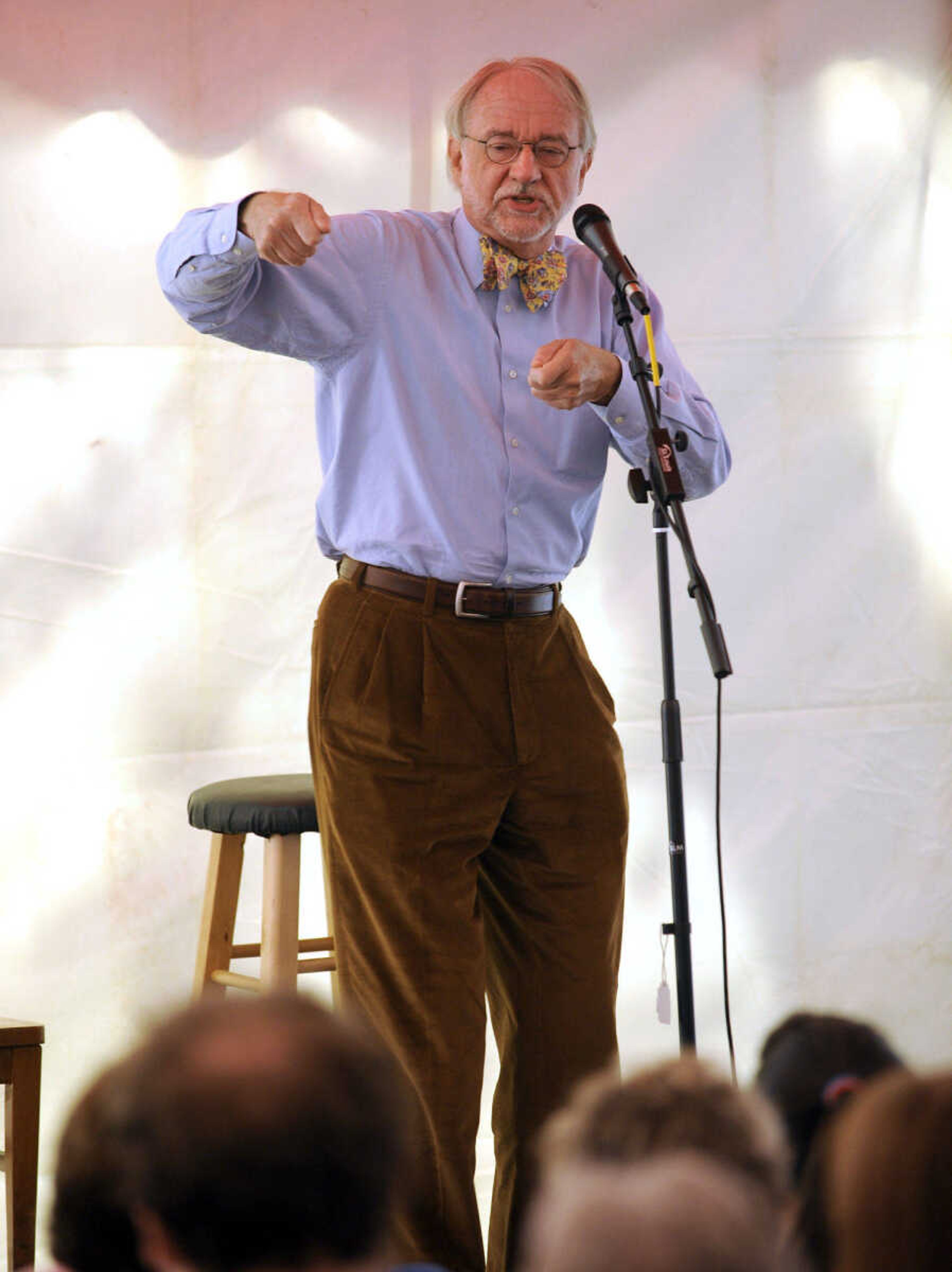 FRED LYNCH ~ flynch@semissourian.com
Donald Davis spins a yarn in the River Campus tent at the Cape Girardeau Storytelling Festival on Friday, April 9, 2010.