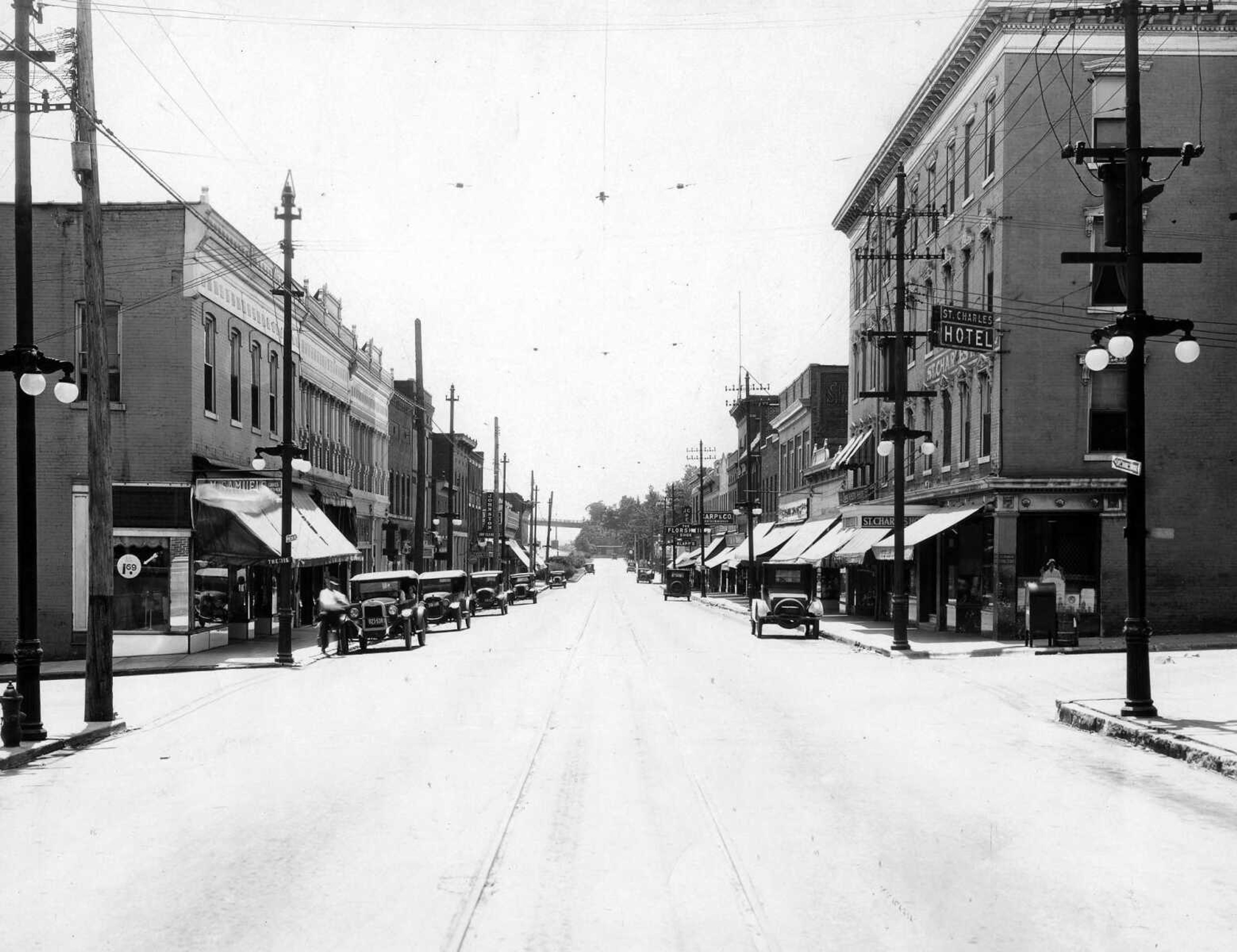 Main Street looking south near Themis Street, taken in 1929.