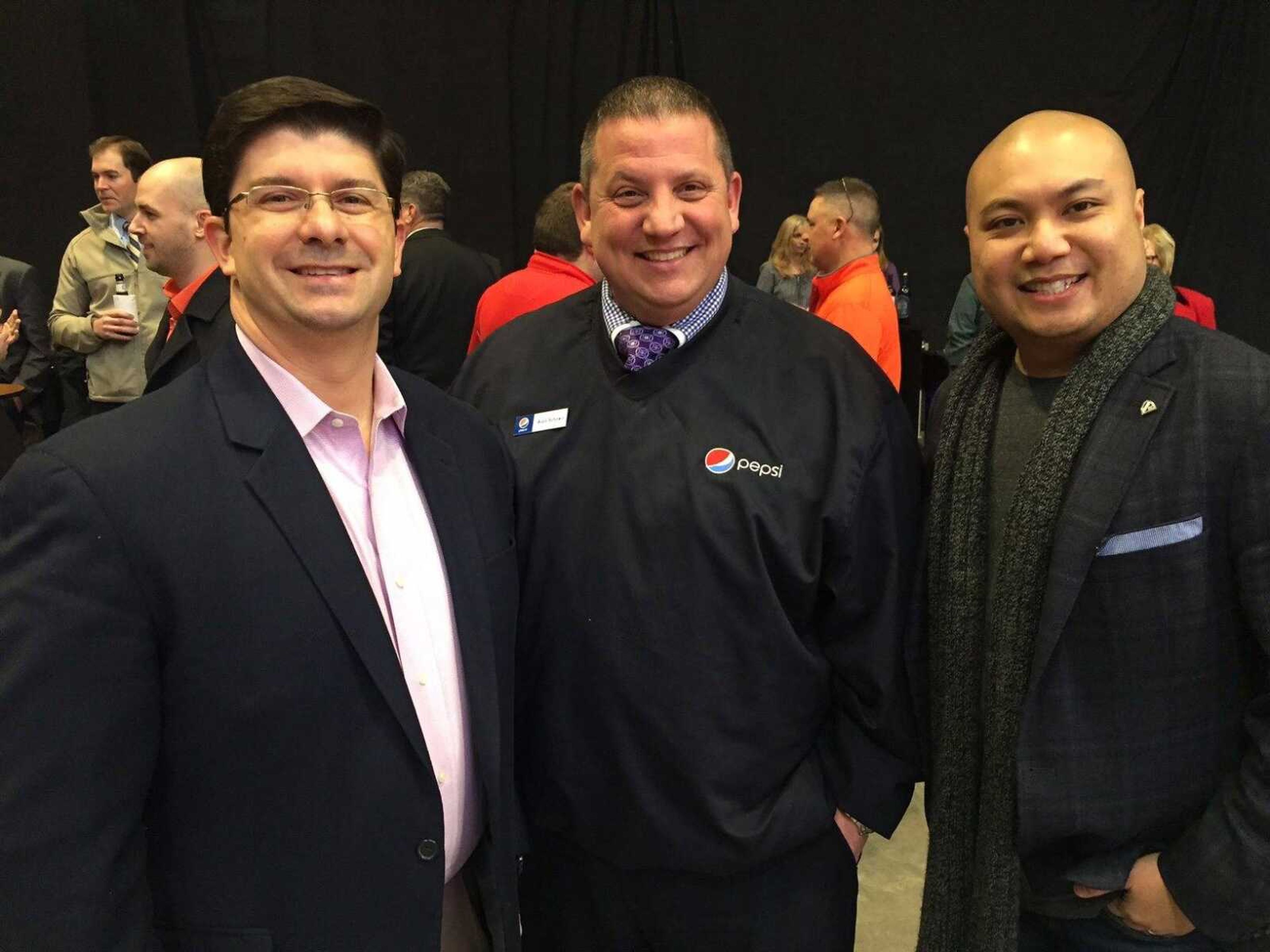 Tim Arbeiter of Cape Girardeau Area Chamber of Commerce, Alan Schoen of Pepsi and Joseph Magsaysay of Realty Executives of Cape County