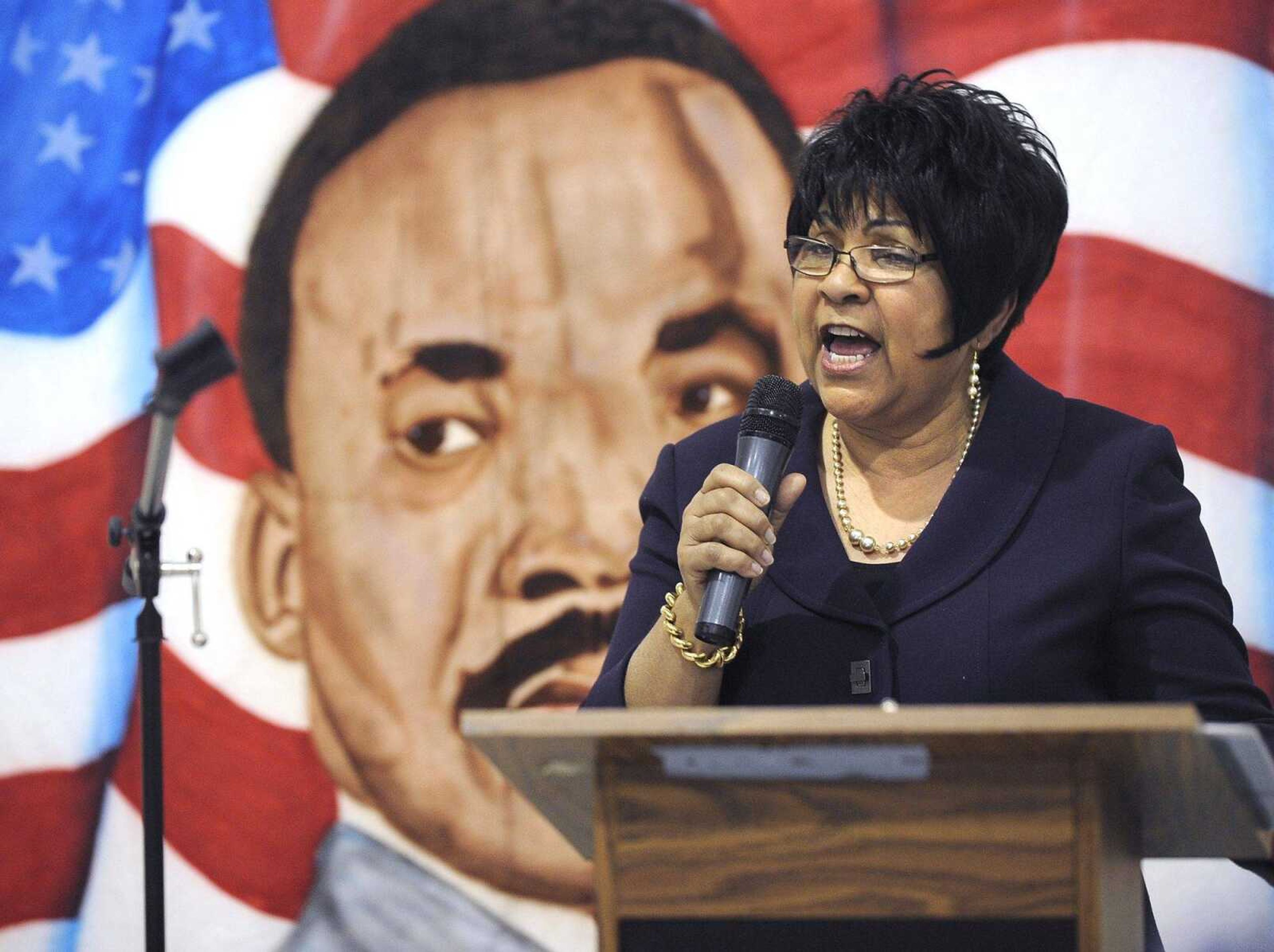 Elida Phifer-Hunter presents the keynote address Monday during the Dr. Martin Luther King Jr. Humanitarian Luncheon at the Salvation Army. Phifer-Hunter also received a Dr. C. John Ritter Humanitarian Award at the event.