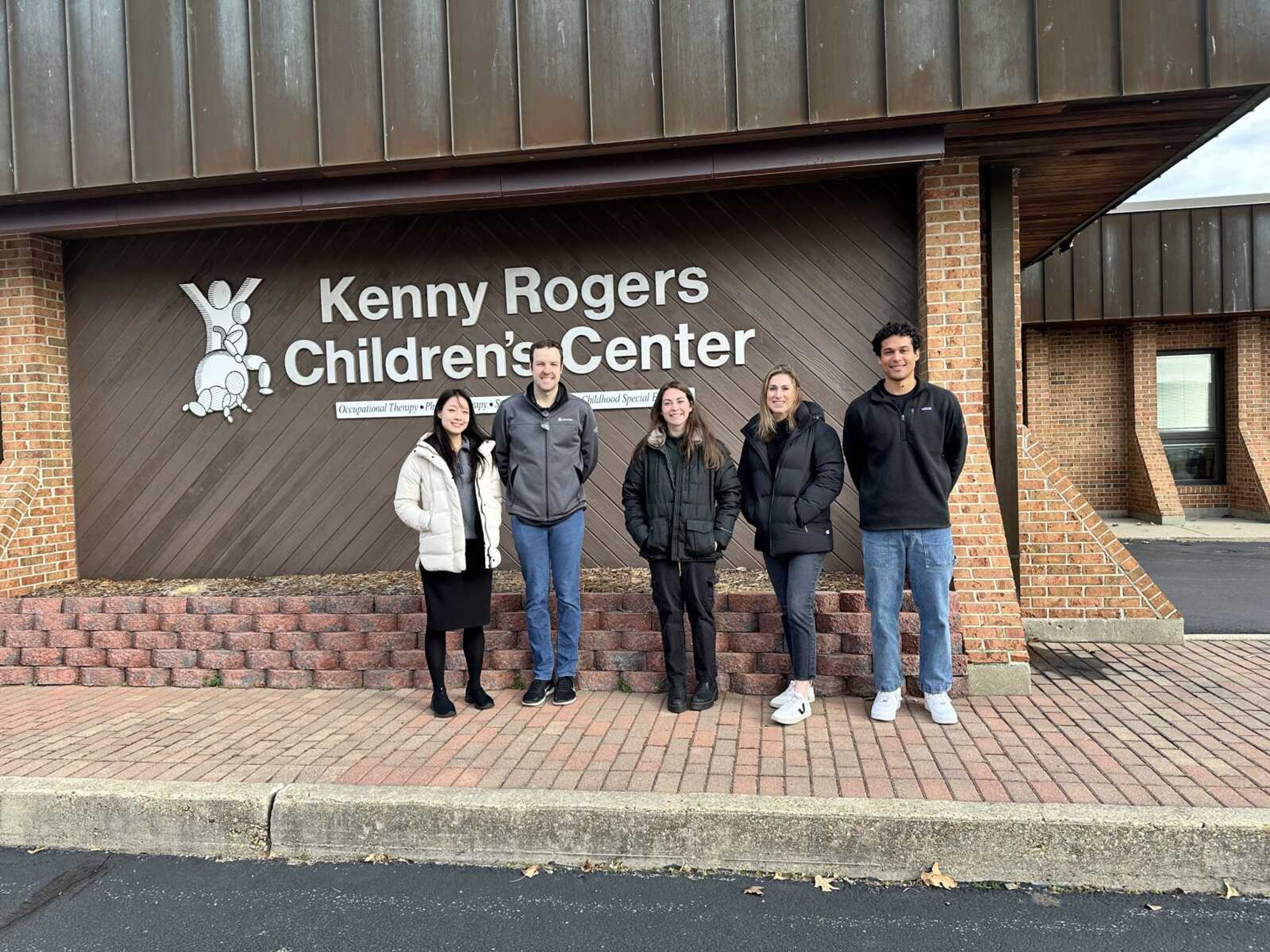 Arevon Energy team members outside of the Kenny Rogers Children's Center in Sikeston. The company's Kelso Solar Project nearby is planned to generate millions of dollars in revenue for Scott County communities and those nearby. Left to right: Michelle Suh, Chris Matthew, Kelsey Noll, Jacquiline Foley and Noah Henry.