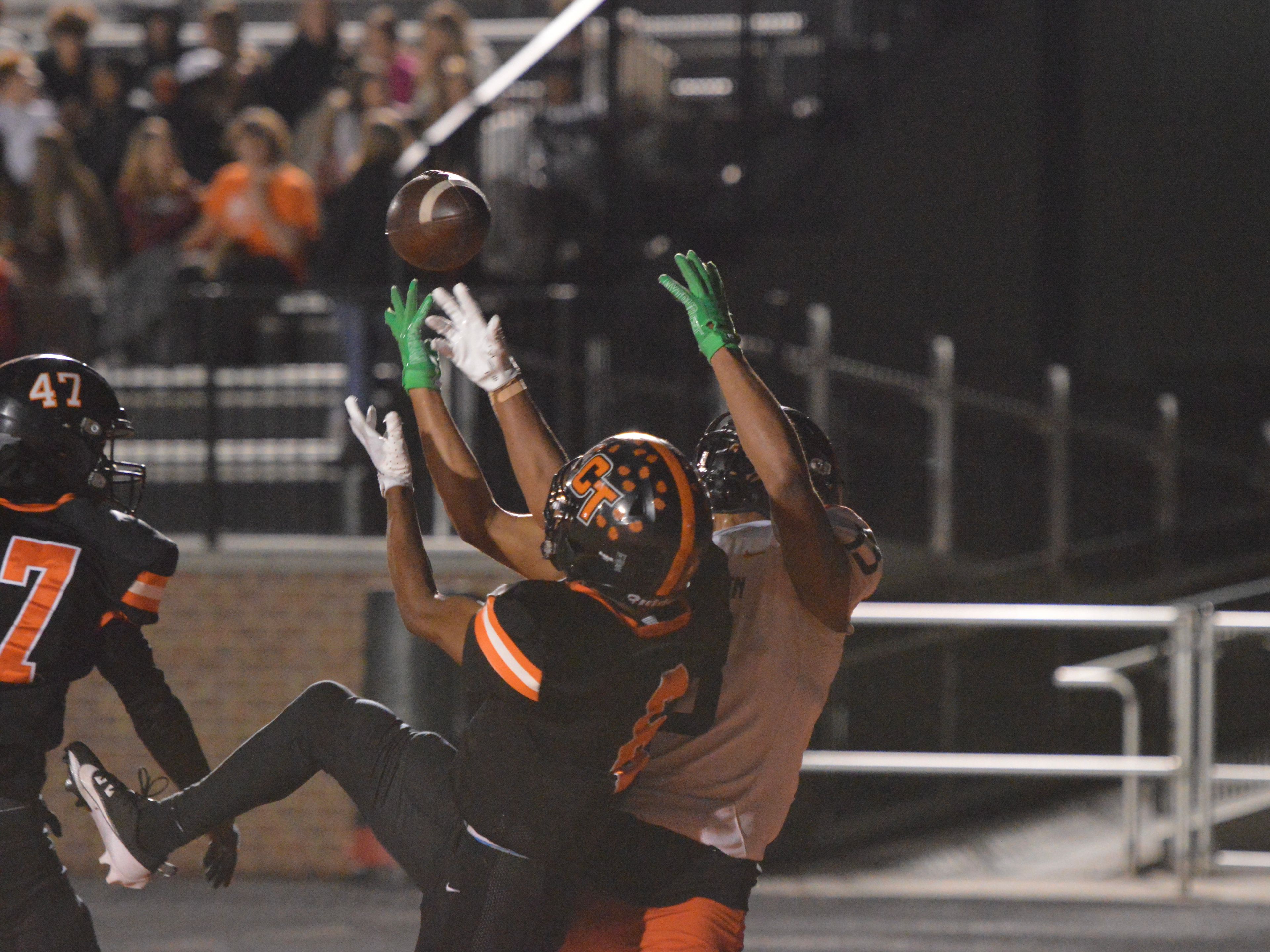 Cape Central senior Matayo Rivers deflects a pass against Webster Groves on Friday, Nov. 1.