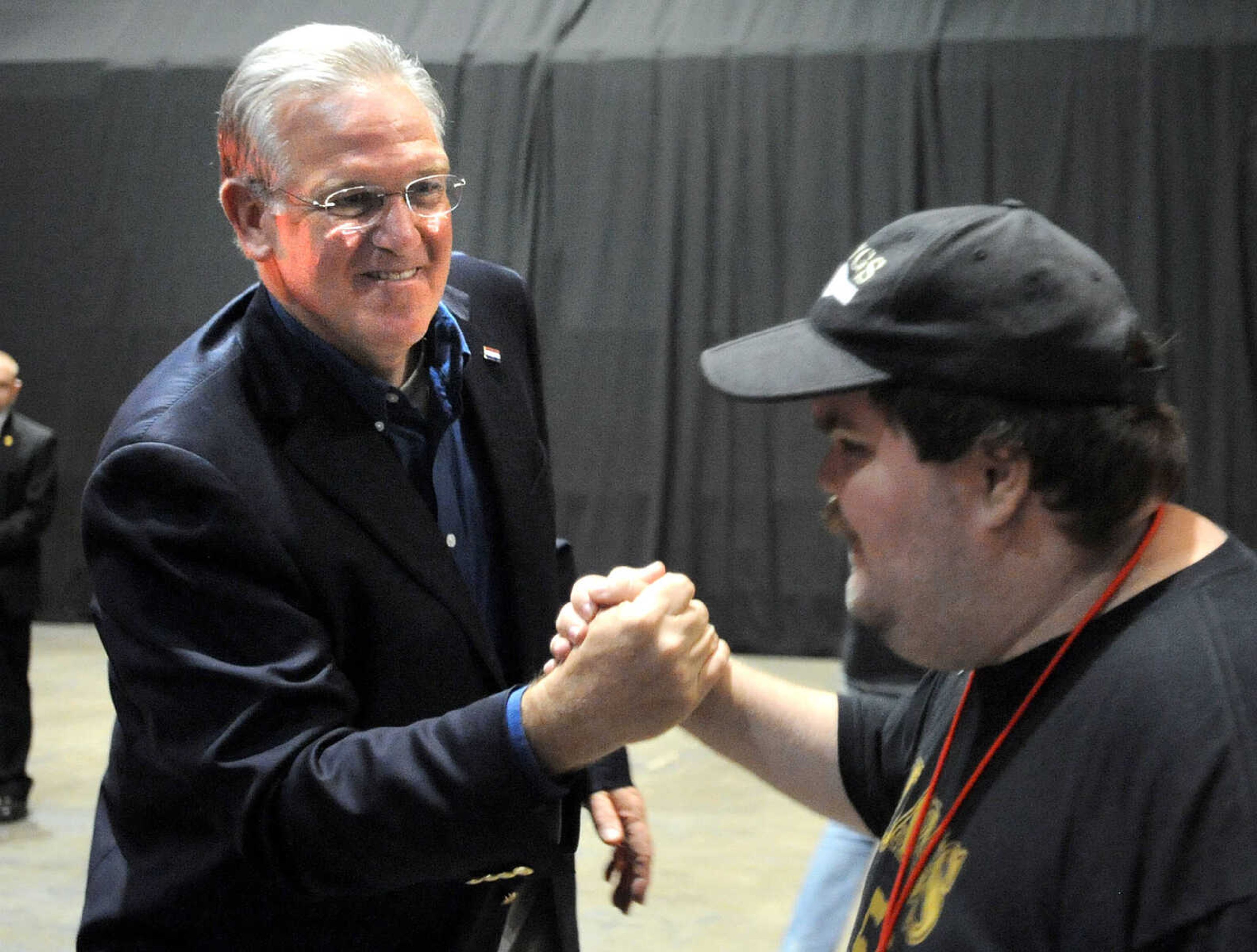 LAURA SIMON ~ lsimon@semissourian.com

Missouri Gov. Jay Nixon greets Special Olympic athletes, Friday, Oct. 11, 2013 during the opening ceremony for the Special Olympics Missouri State Fall Games at the Show Me Center.