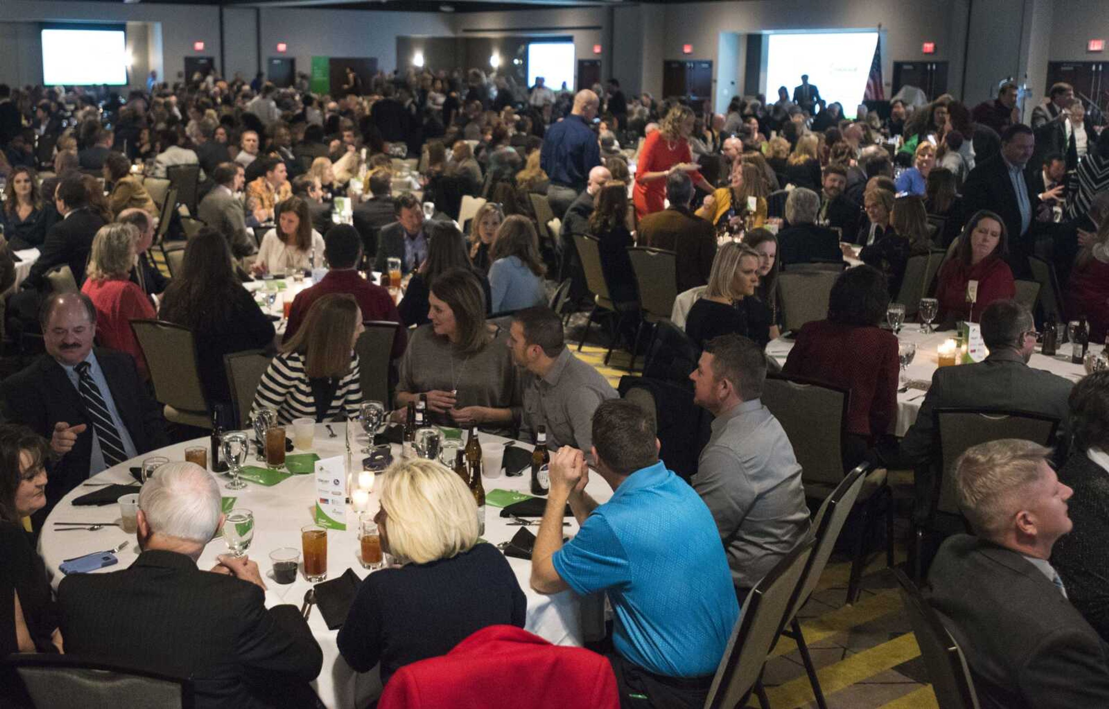 Guests take their seats at the Cape Girardeau Area Chamber of Commerce's annual dinner Friday at the Drury Plaza Conference Center in Cape Girardeau.