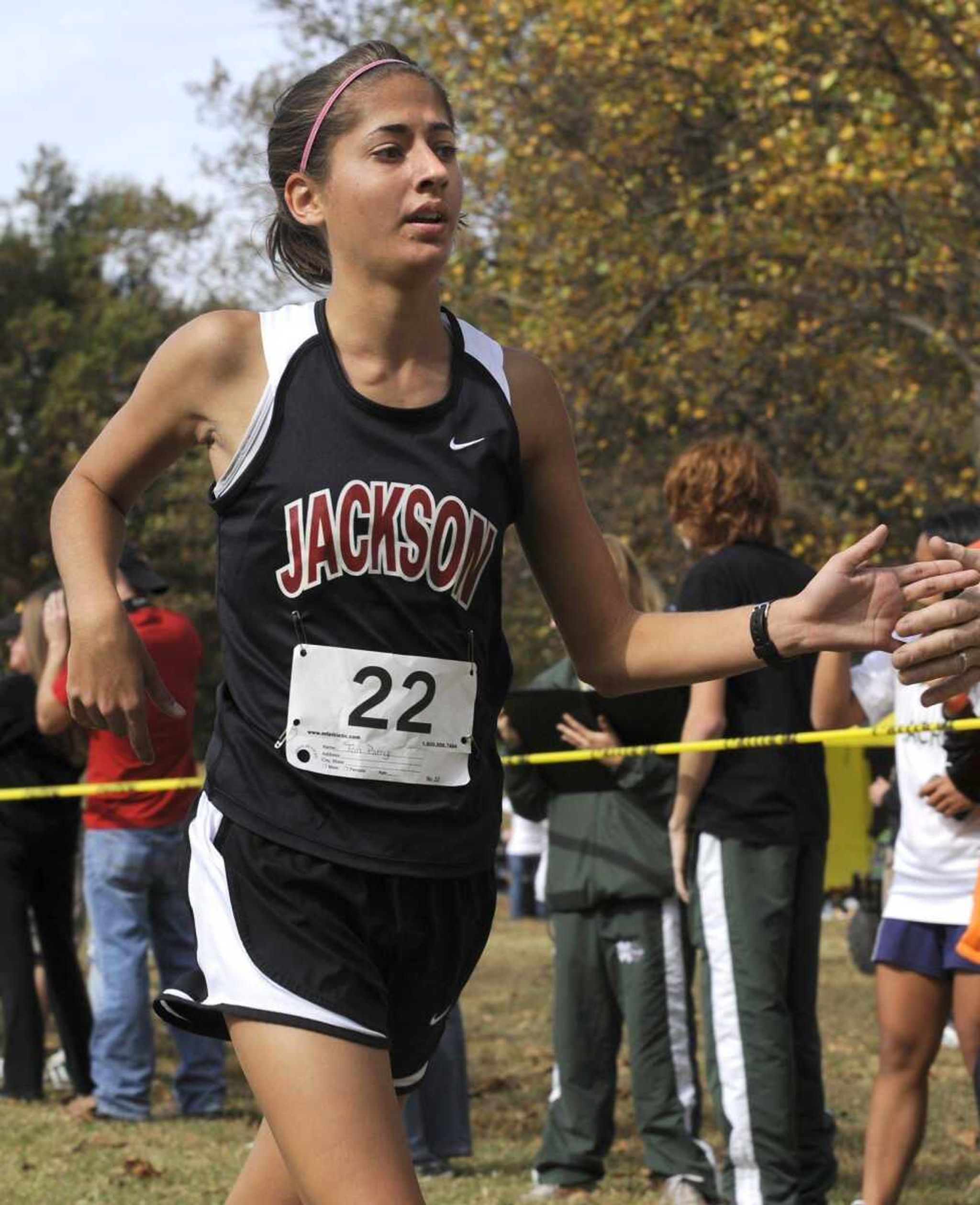 Jackson's Tori Parry runs to a second-place finish at the Class 4 District 1 meet Saturday in Jackson.