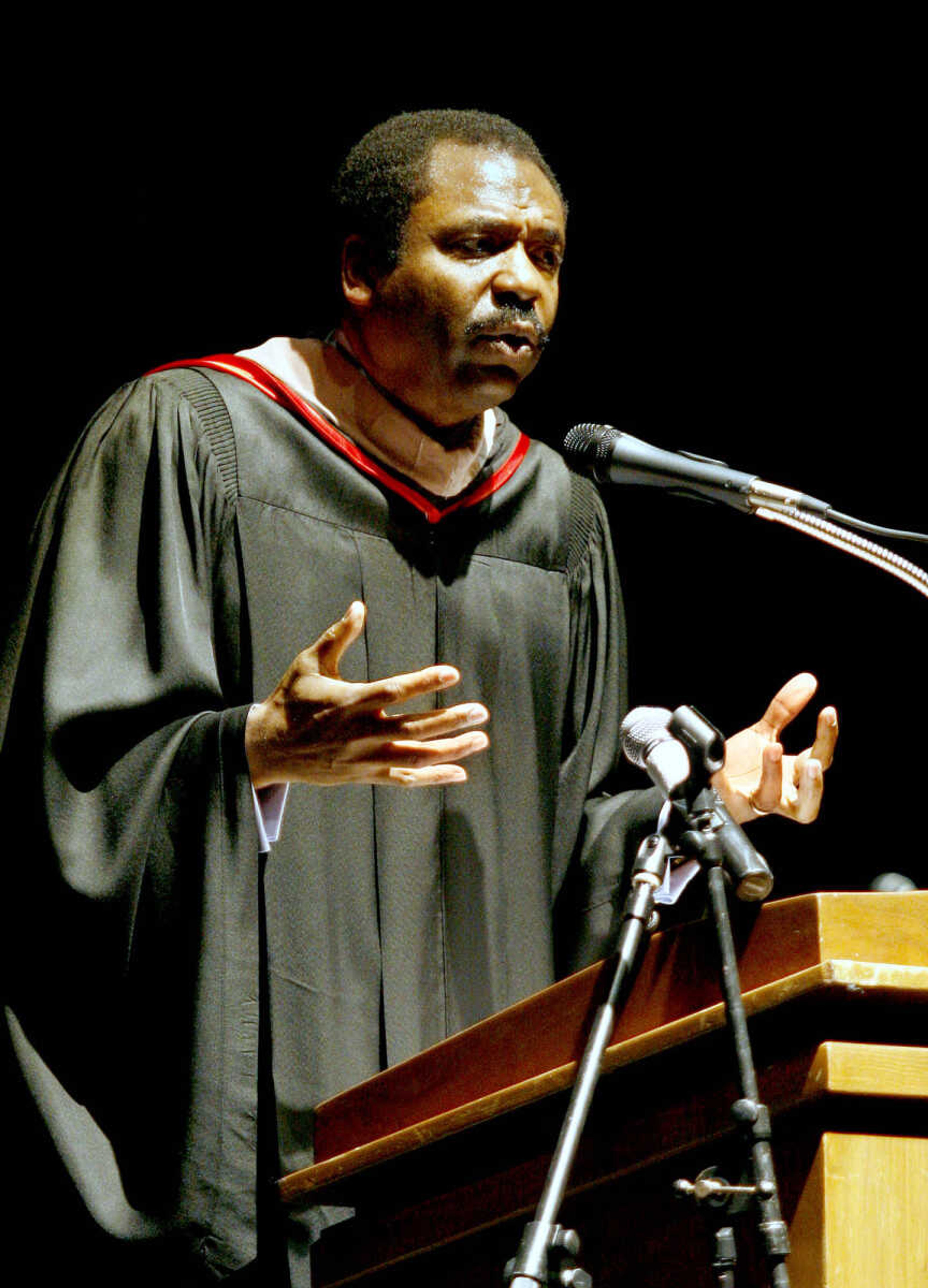 ELIZABETH DODD ~ edodd@semissourian.com
David Steward, founder of World Wide Technology Inc., gave the commencement address at the Southeast Missouri State University Commencement Service Saturday at the Show Me Center.