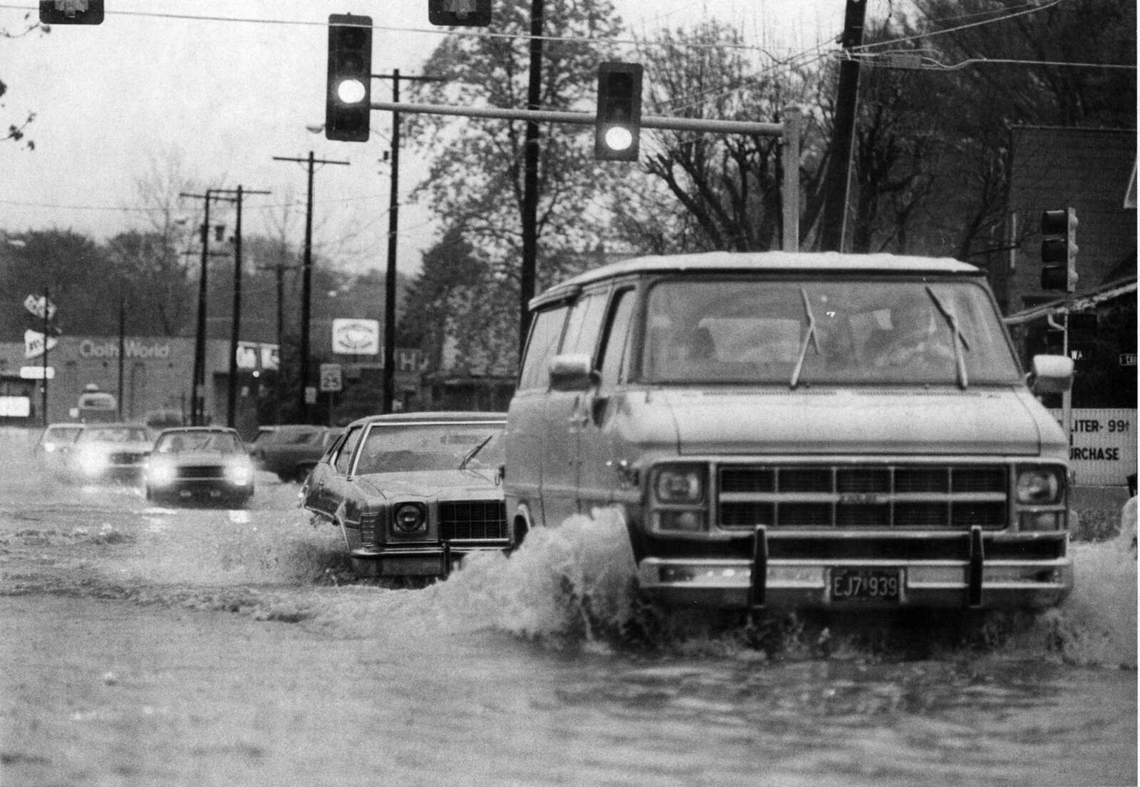 Traffic on Broadway in 1983.