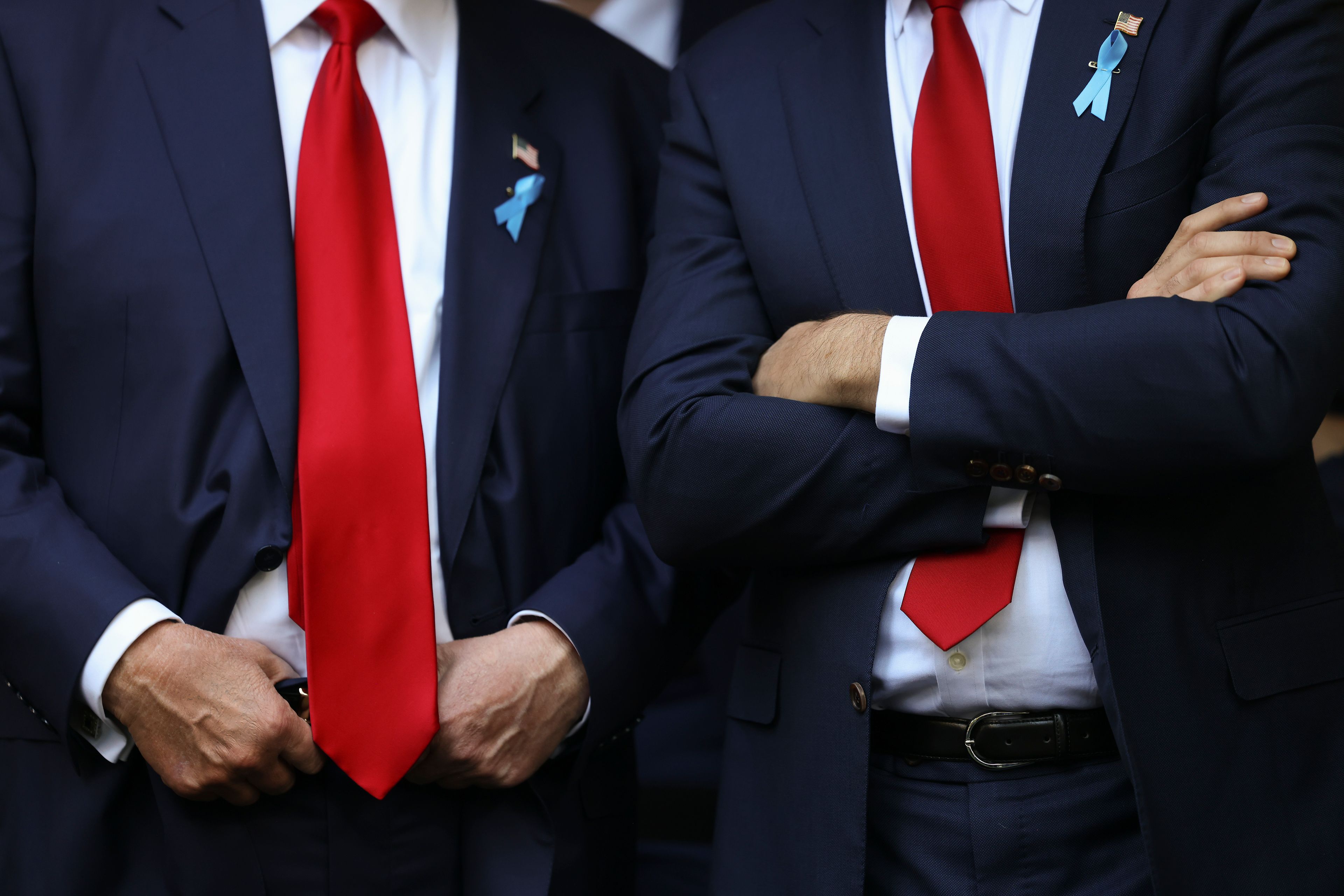 Republican presidential nominee former President Donald Trump, left, and Republican vice presidential nominee Sen. JD Vance, R-Ohio, attend the 9/11 Memorial ceremony on the 23rd anniversary of the Sept. 11, 2001 attacks, Wednesday, Sept. 11, 2024, in New York. (AP Photo/Yuki Iwamura)