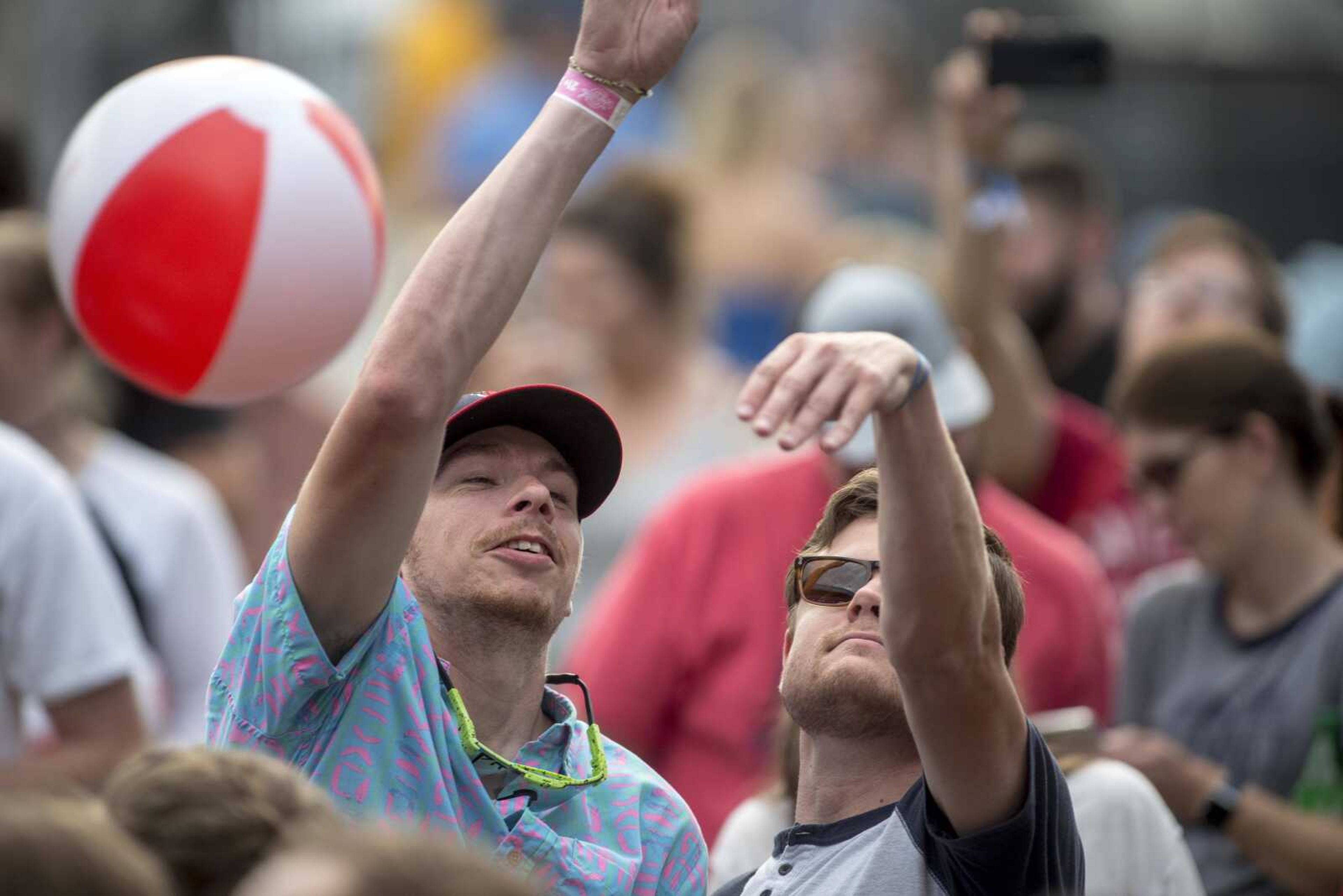 Audience members swat at a beach ball during the second-annual Shipyard music festival Saturday, Sept. 28, 2019, at Ivers Square in Cape Girardeau.