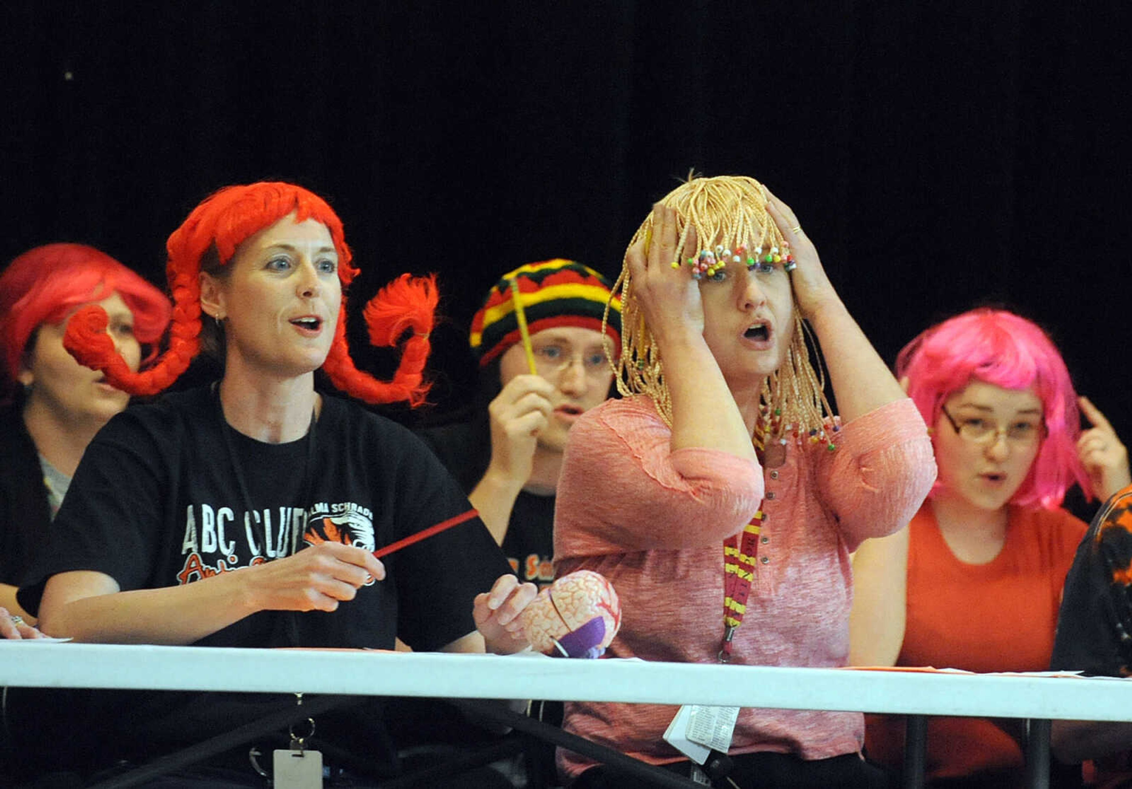 LAURA SIMON ~ lsimon@semissourian.com

Alma Schrader Elementary faculty put on a skit Monday, April 15, 2013 during the school's motivational pep rally in preparation for MAP testing.