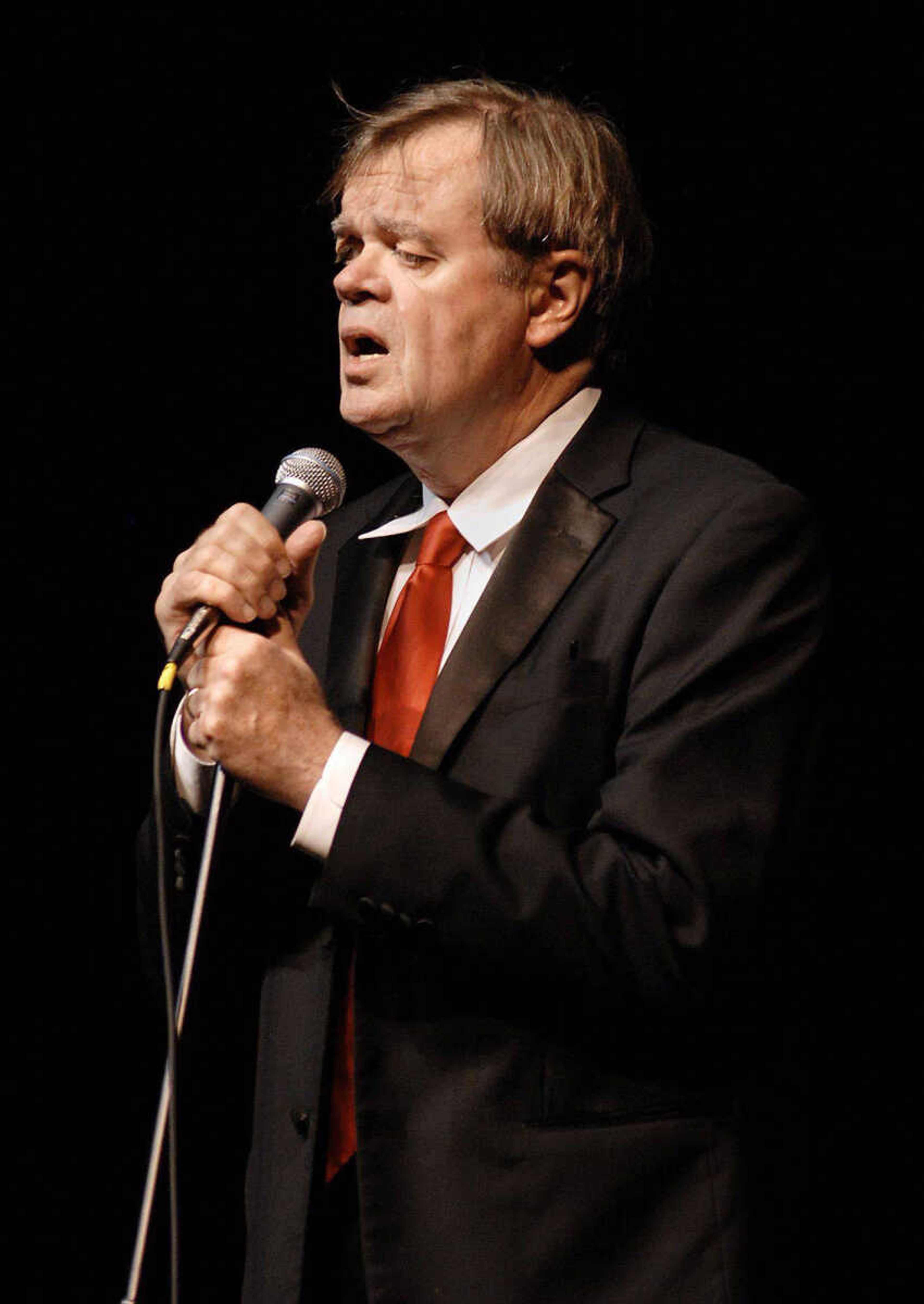 Garrison Keillor sings during his appearance May 5, 2010 at the Bedell Performance Hall. (Laura Simon)