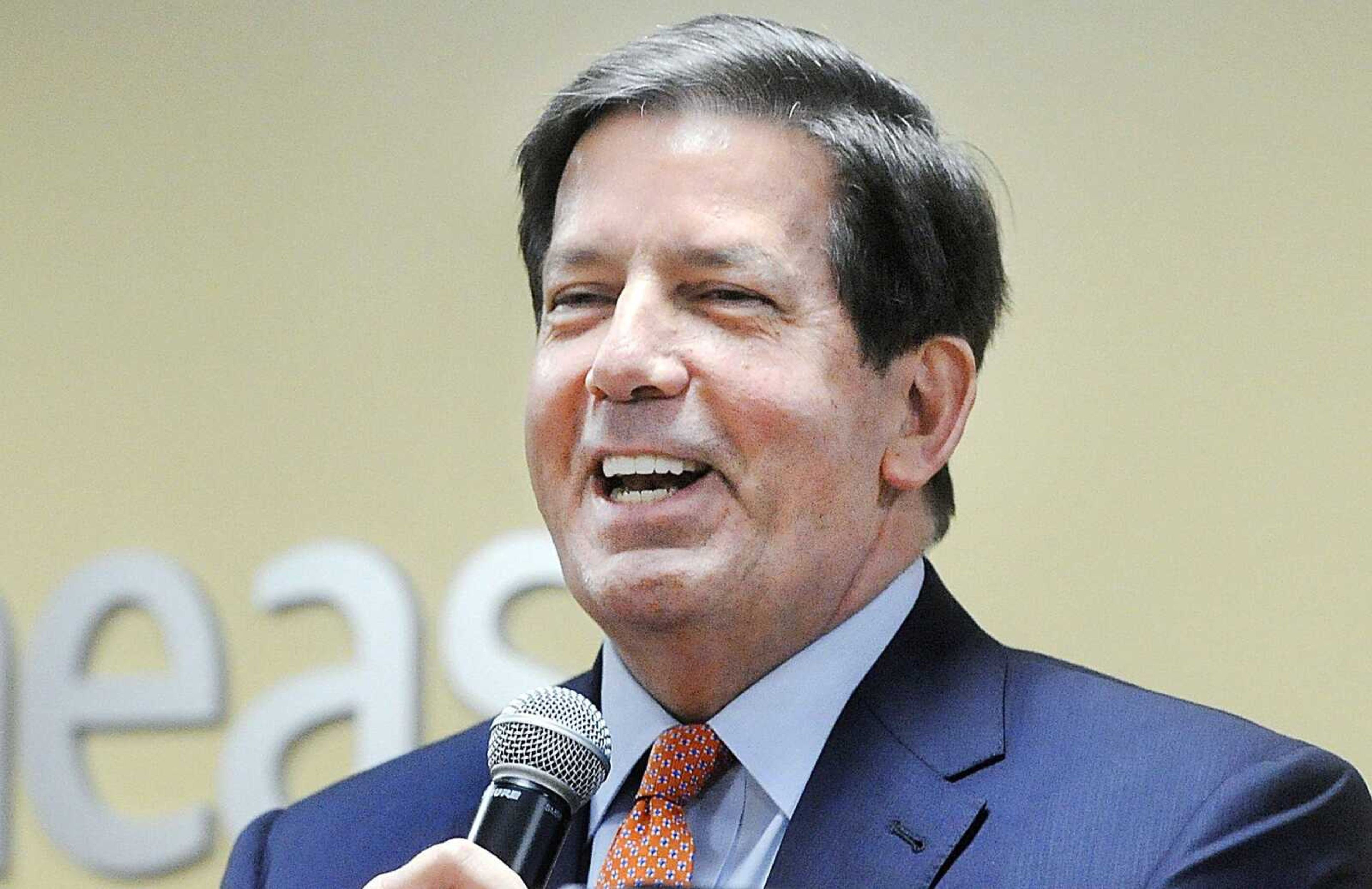 Kenneth W. Bateman, the new president and CEO of SoutheastHEALTH, speaks at a press conference Monday afternoon, Dec. 15, 2014, in Cape Girardeau. (Laura Simon)