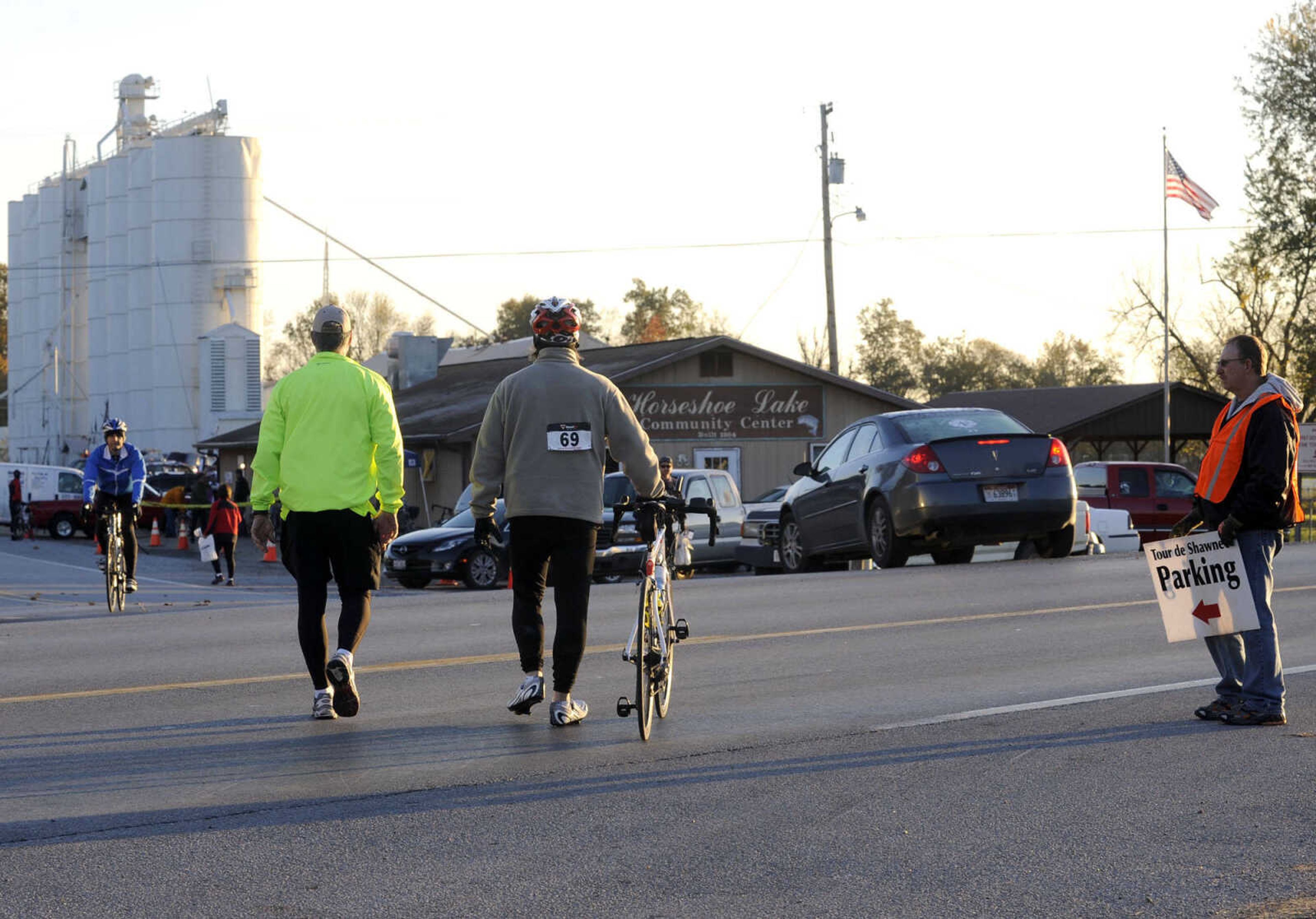 FRED LYNCH ~ flynch@semissourian.com
Riders arrive for the Tour de Shawnee bicycle ride Saturday, Oct. 27, 2012 in Olive Branch, Ill.