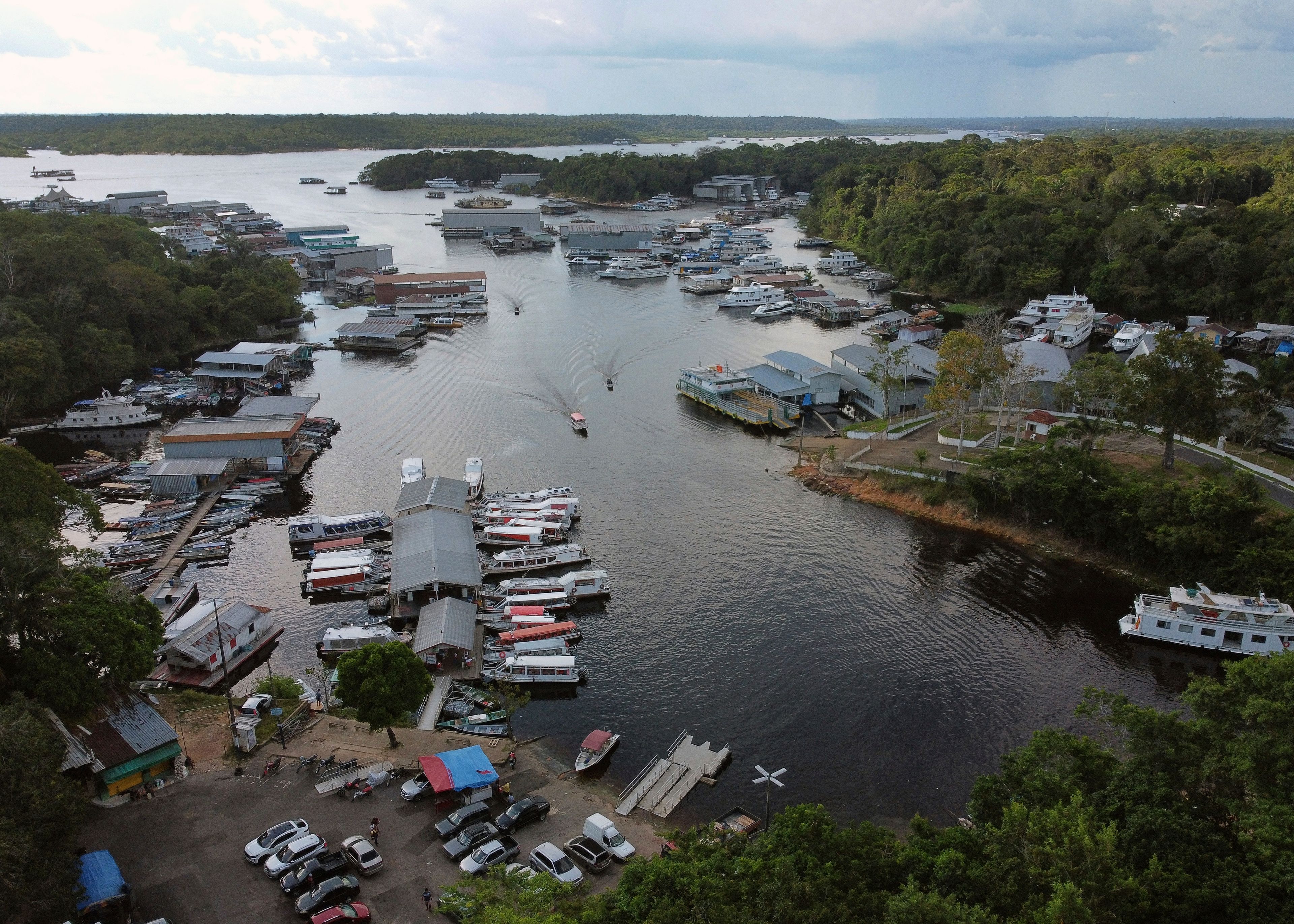 The Taruma Acu River is visible in Manaus, state of Amazonas, Brazil, Friday, July 5, 2024. (AP Photo/Edmar Barros)