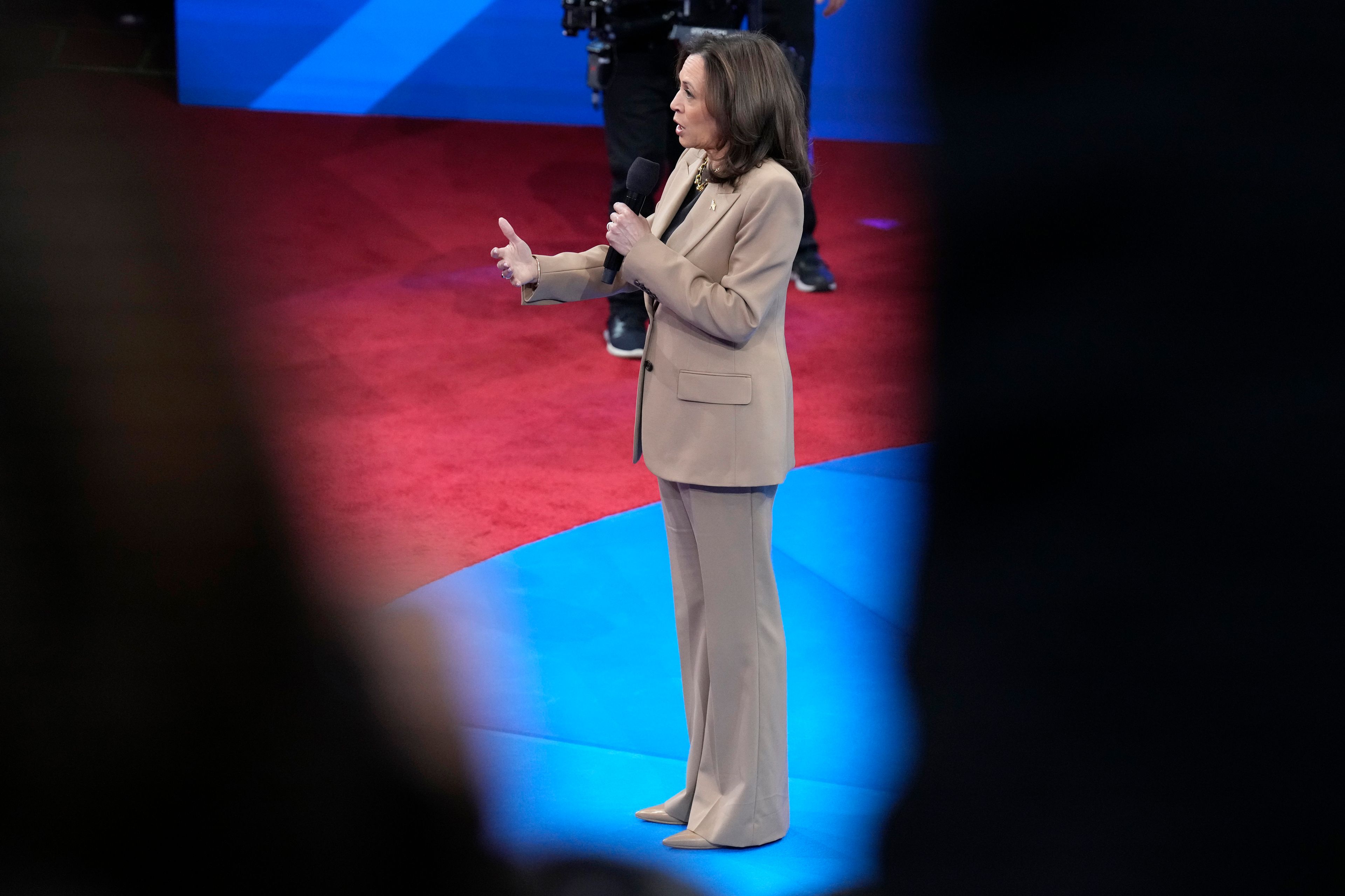 Democratic presidential nominee Vice President Kamala Harris speaks during a Town Hall event hosted by Univision, Thursday, Oct. 10, 2024, at the University of Nevada Las Vegas. (AP Photo/Jacquelyn Martin)