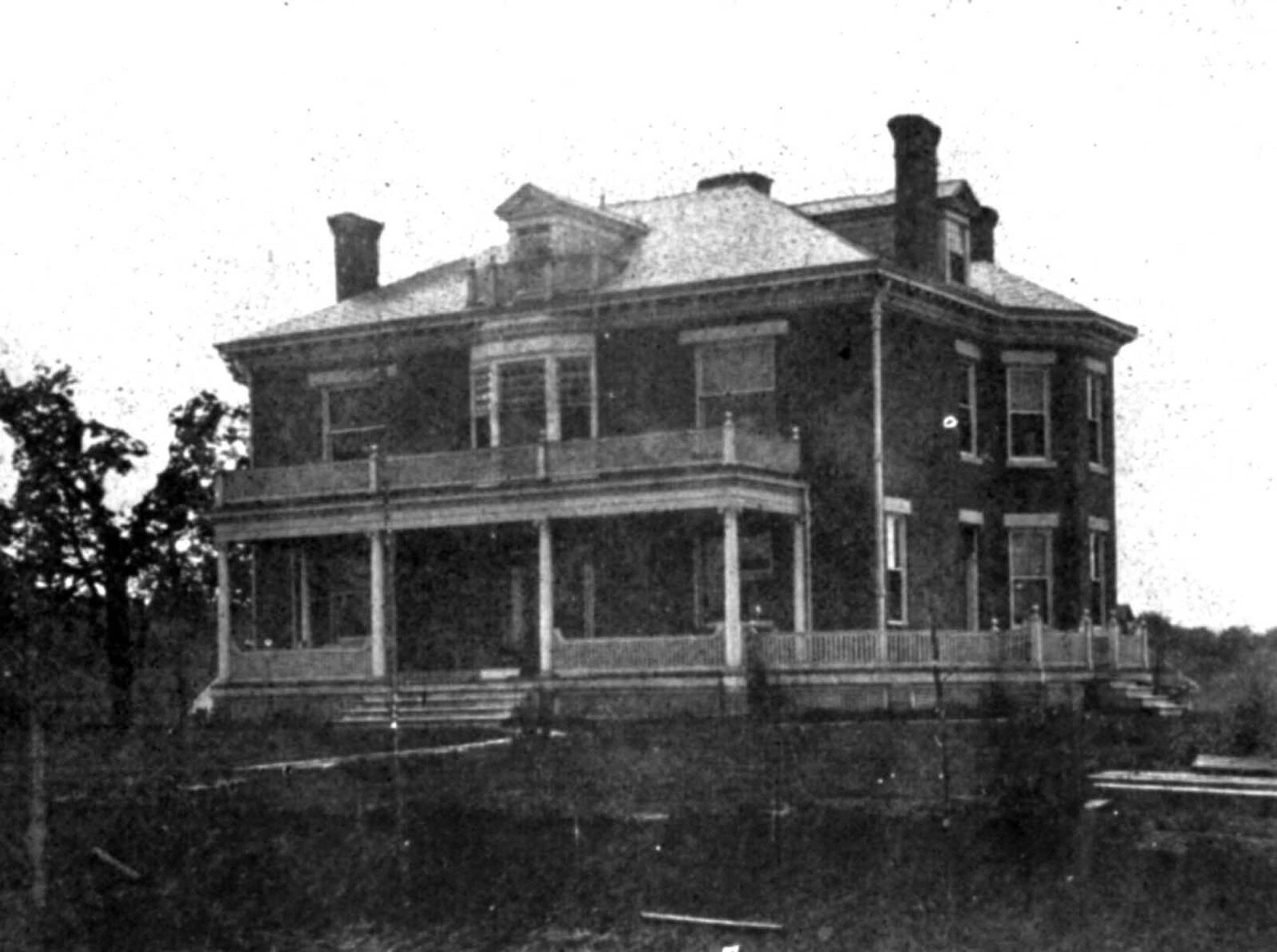 Home of Sen. R.B. Oliver, 740 North St. in Cape Girardeau. Built in 1898. Architect Jerome B. Legg of St. Louis. Contractor John Messen of Cairo, Ill. It was here that Oliver's wife, Marie Watkins Oliver, designed the Missouri state flag in 1908. House placed on National Register in 1980. Later the home of M.E. Leming. (Haman's Kastle photo, taken from booklet published circa 1900)