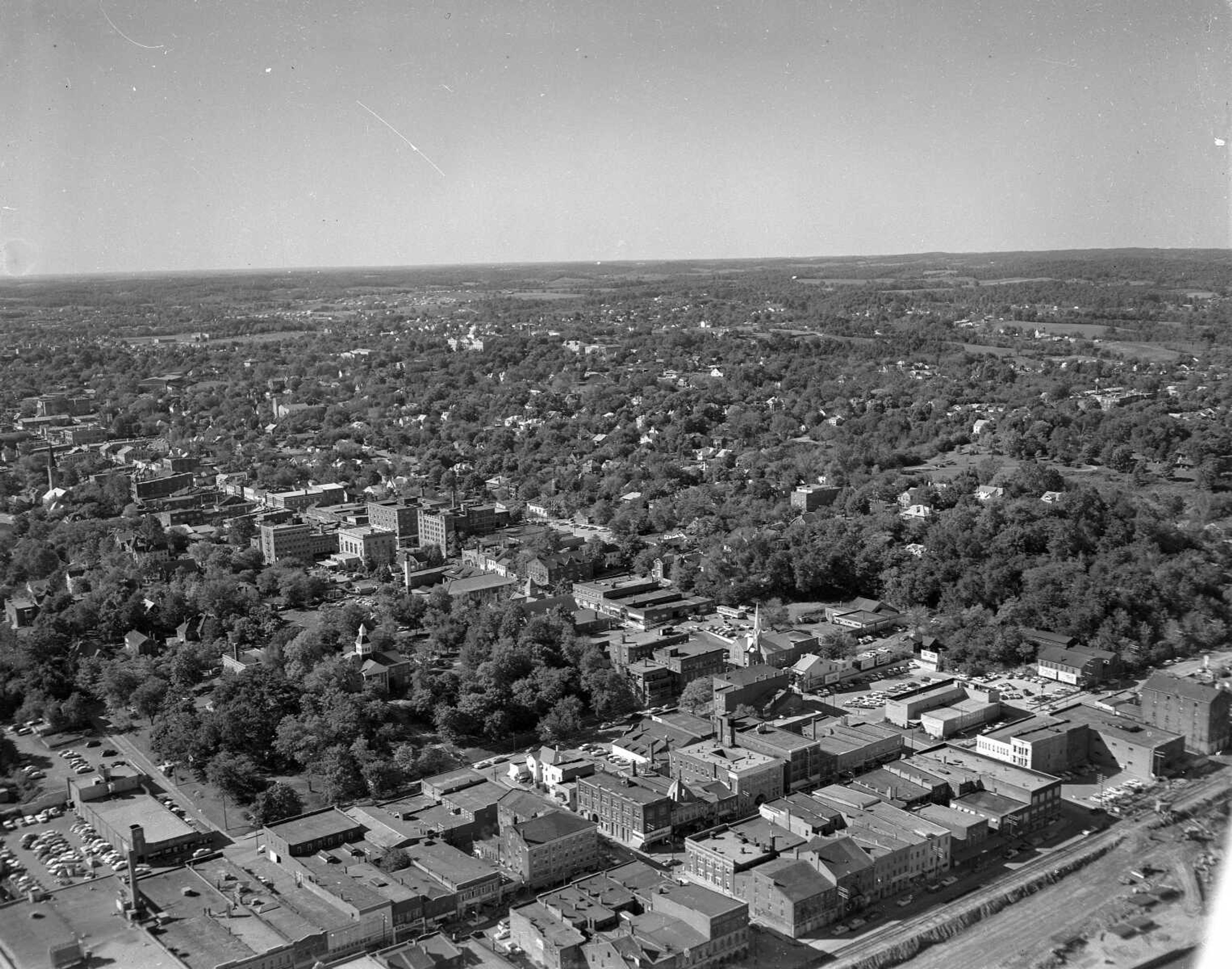 Downtown Cape Girardeau during construction of the floodwall.