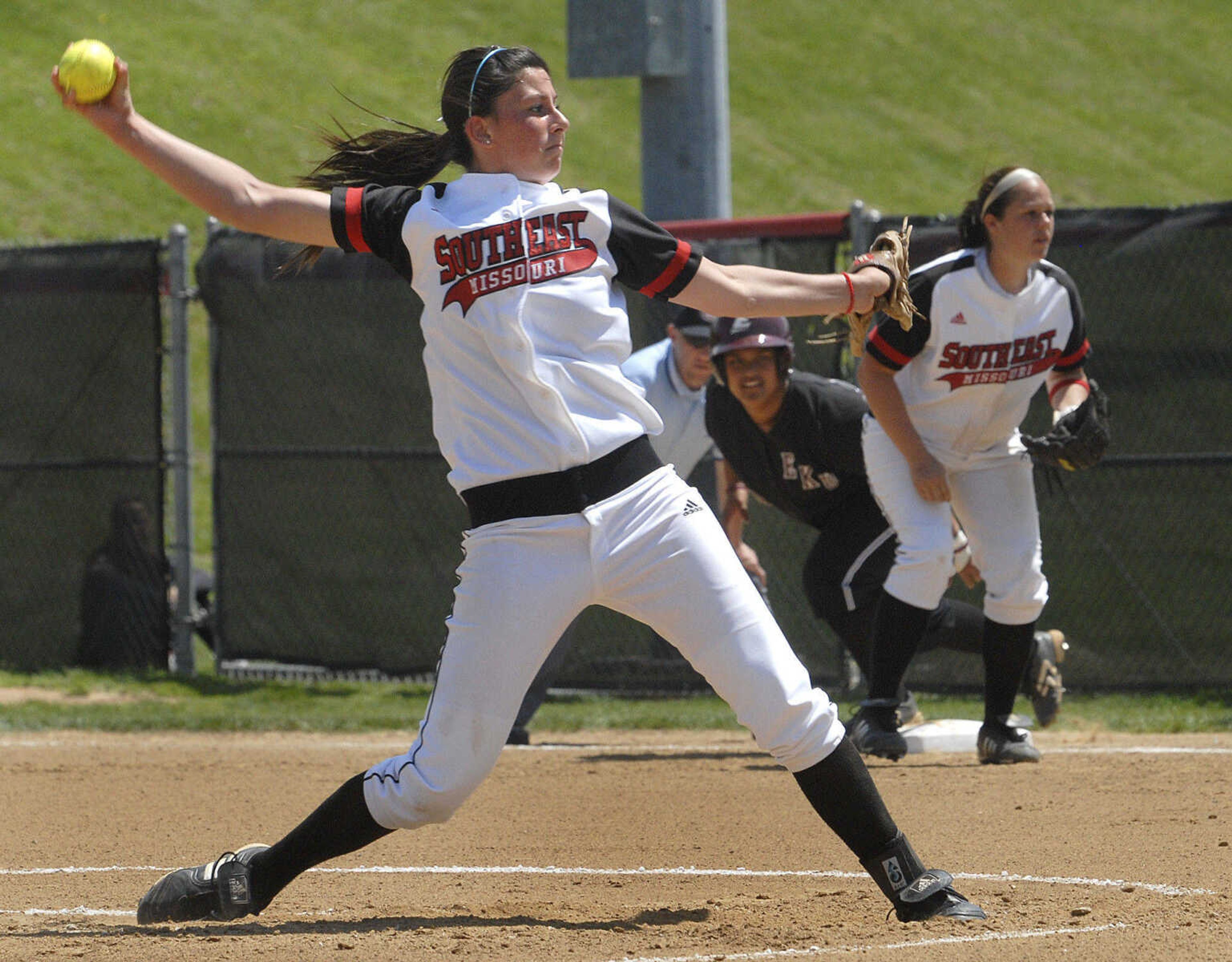 Southeast Missouri State's Gina Zimmerman pitches to an Eastern Kentucky batter Sunday at Southeast.