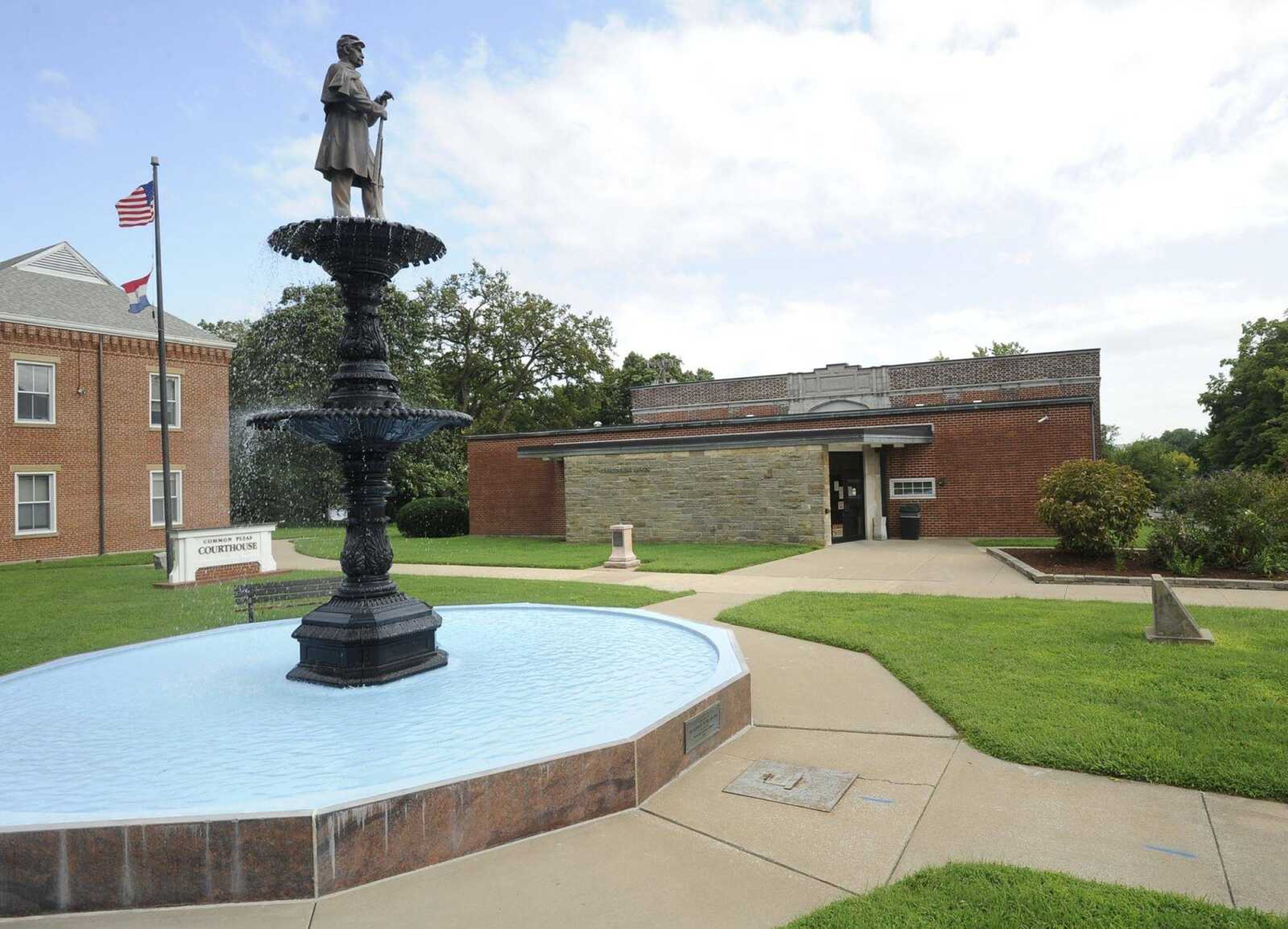 The Common Pleas Courthouse Annex is seen Tuesday across from the Civil War soldier fountain at Ivers Square in downtown Cape Girardeau.