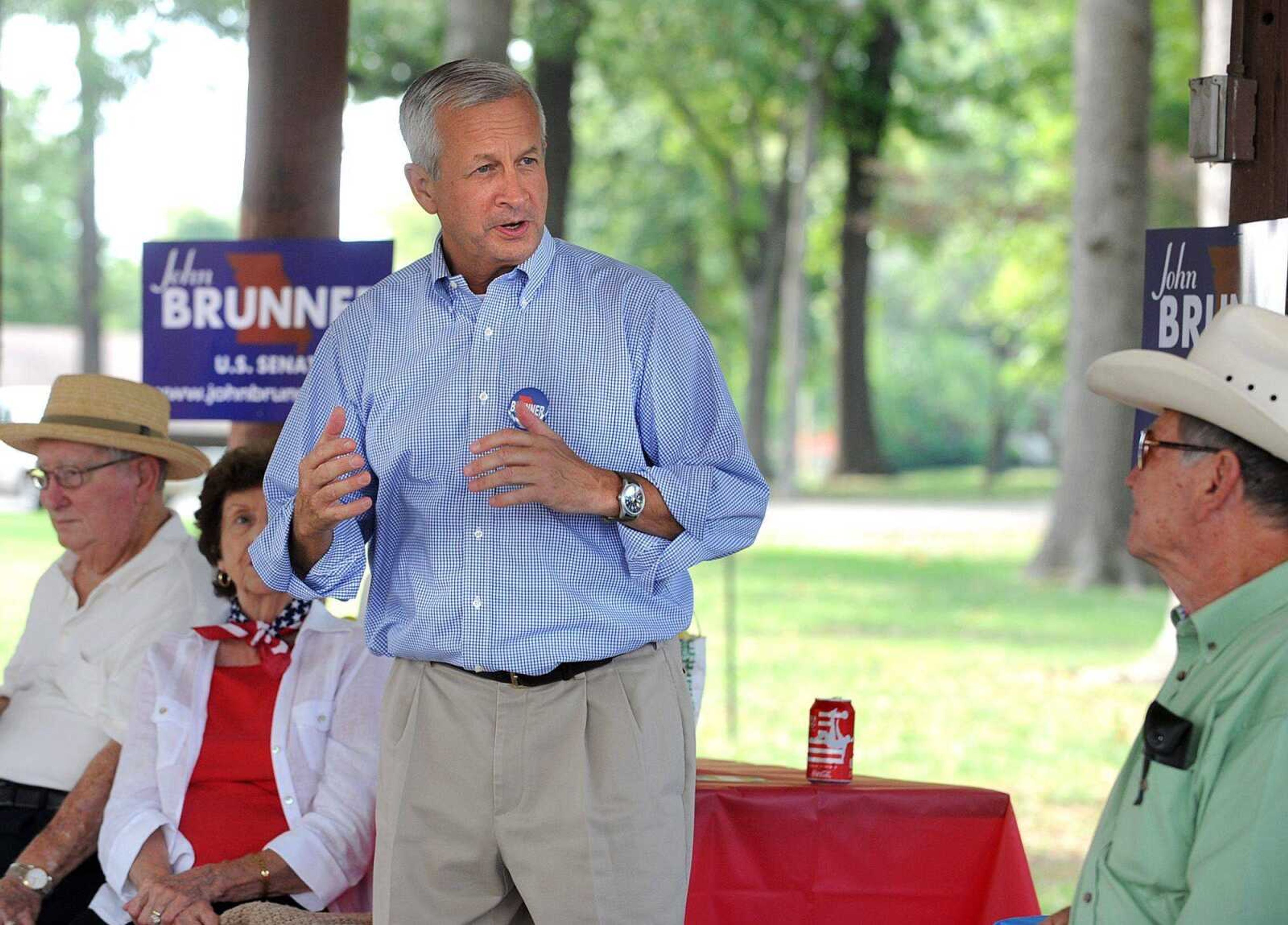 Republican U.S. Senate candidate John Brunner makes a campaign stop Sunday at Arena Park in Cape Girardeau. Brunner will square off against fellow Republicans Todd Akin and Sarah Steelman in Tuesday&#8217;s primary. (LAURA SIMOn)