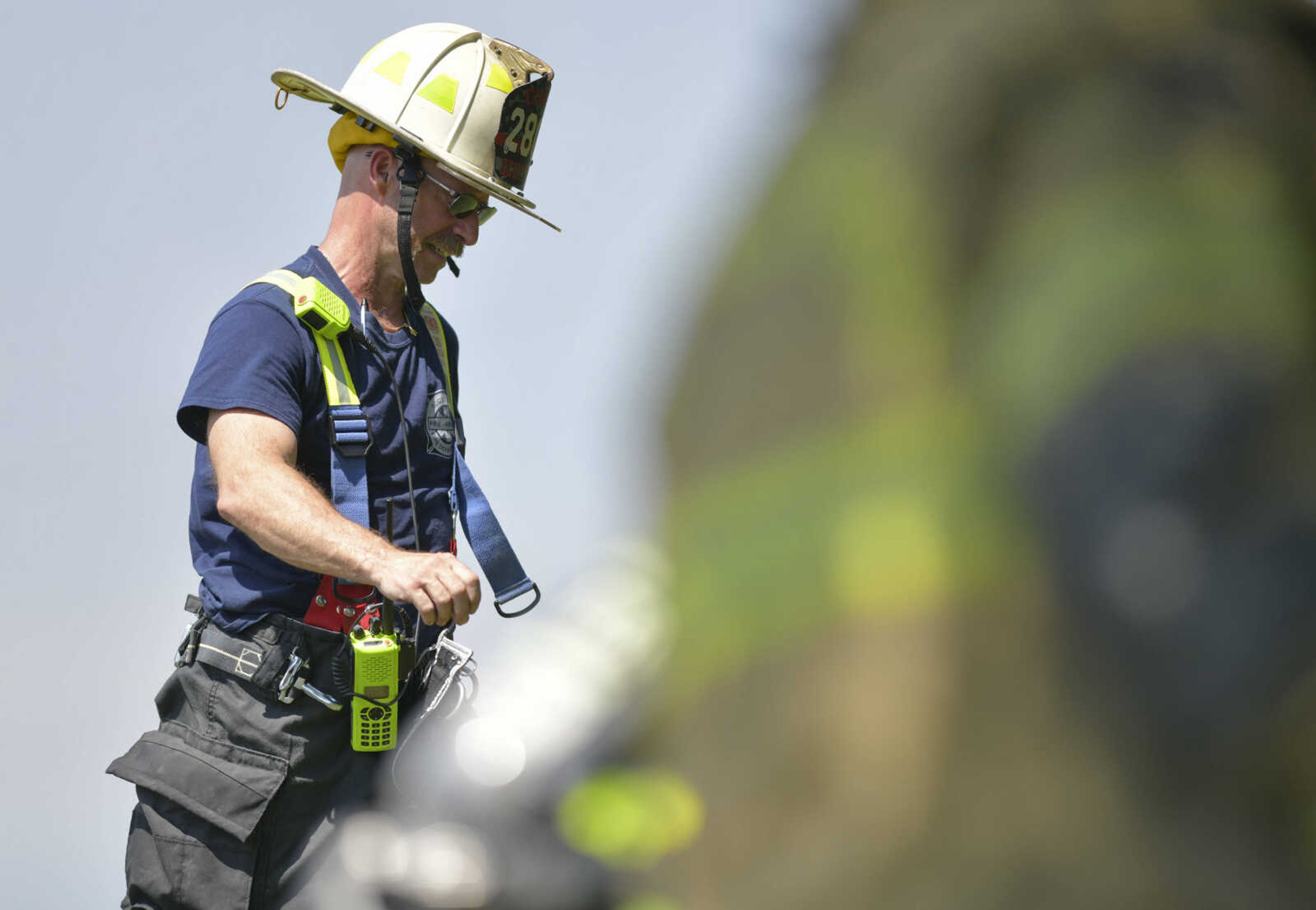 Members of the NBC Fire Protection District receive mutual aid from the Oran Fire Protection District, the Scott City Fire Department, the Scott County Rural Fire Protection District and the Scott County Sheriff's Office during a working fire Thursday, June 25, 2020, in the 300 block of Lake Road in Scott County between U.S. Highway 61 and Interstate 55.