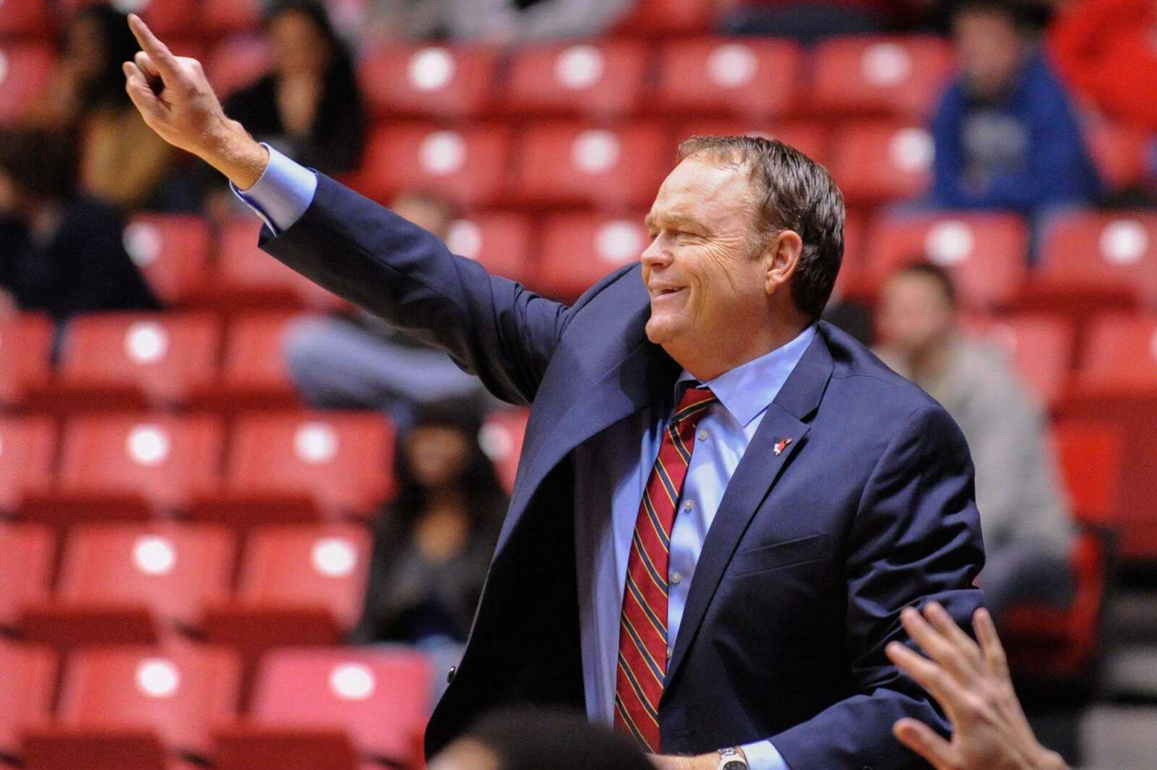 Southeast Missouri State coach Dickey Nutt calls out to his team from the sideline during the second half against Southern Illinois University-Edwardsville on Jan. 29 at the Show Me Center. (Glenn Landberg)