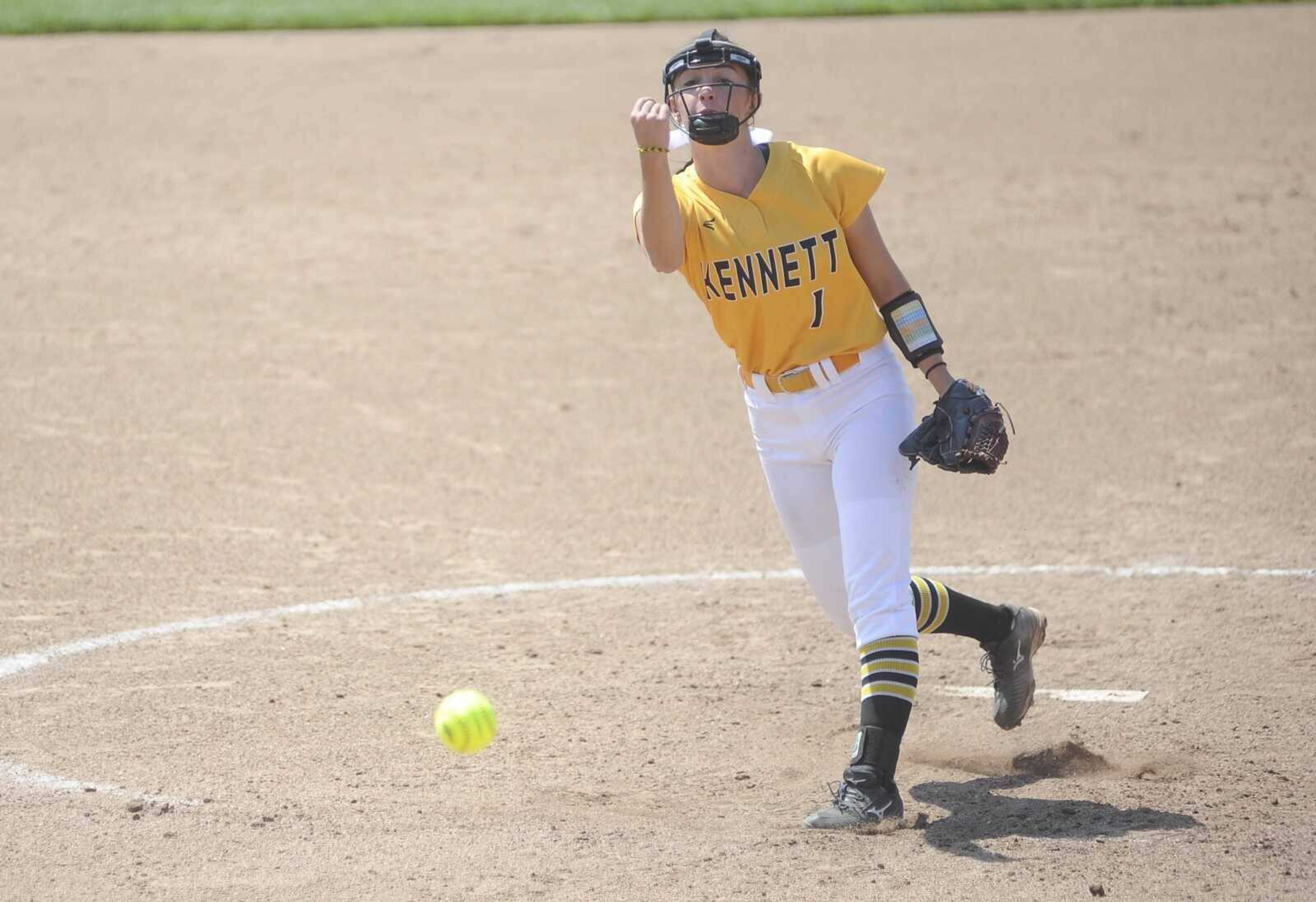 Bootheel Conference Player of the Year, Kennett Lady Indians' Handley McAtee in the circle at state.