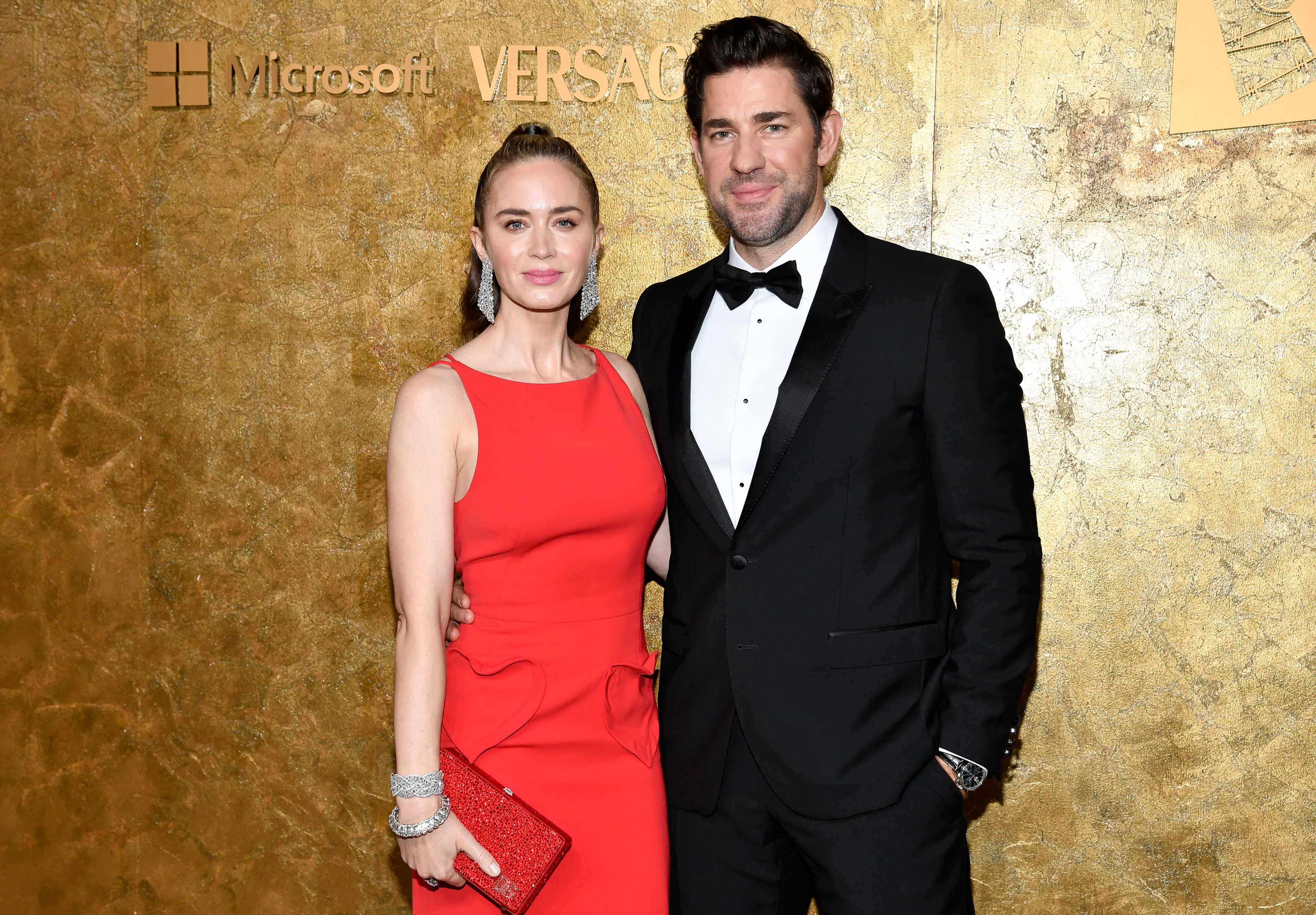 FILE - Emily Blunt, left, and John Krasinski attend The Albies, hosted by the Clooney Foundation for Justice, at the New York Public Library, Sept. 28, 2023, in New York. (Photo by Evan Agostini/Invision/AP, File)