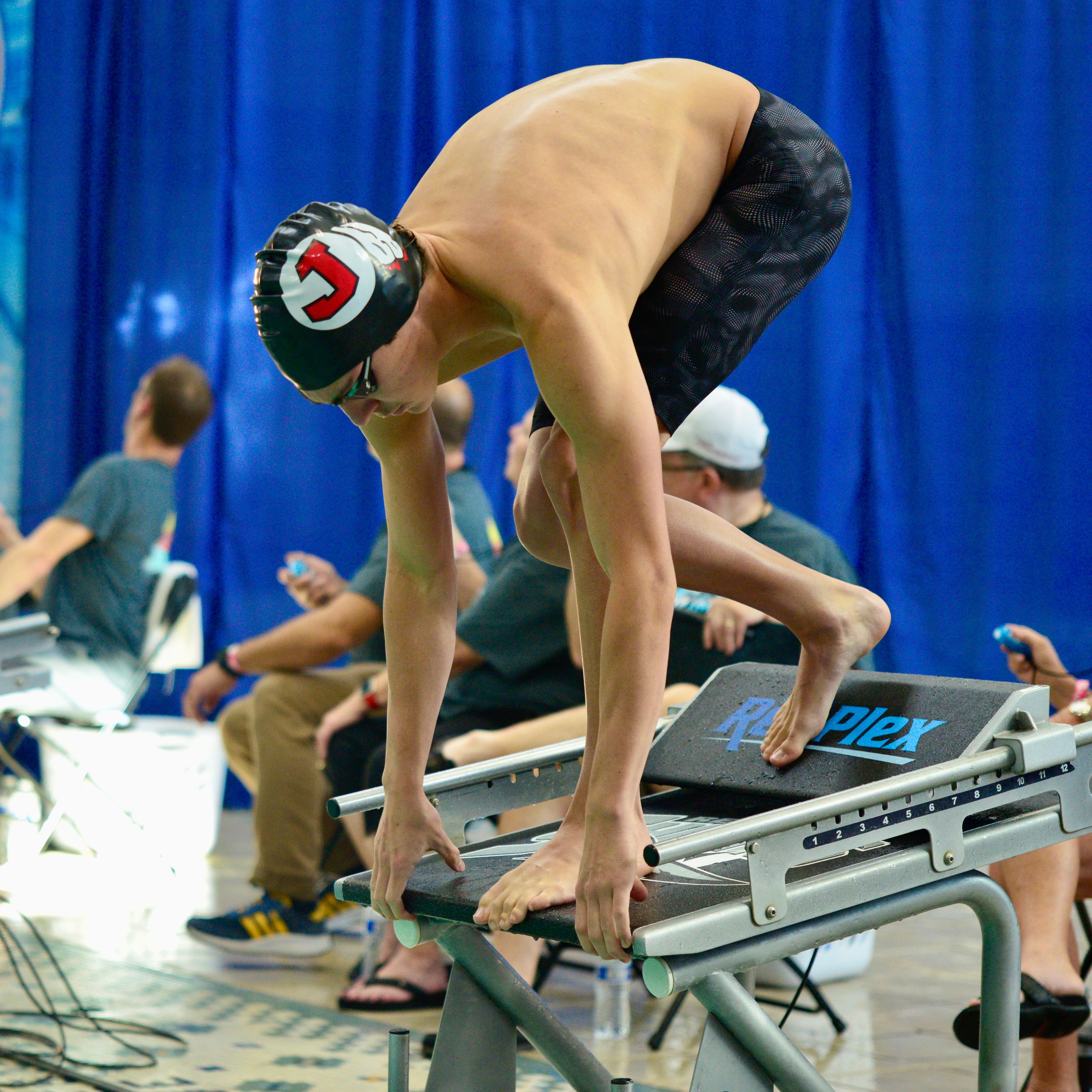 Jackson’s Wade LaValle prepares to start the 500-yard freestyle race in the Class 2 MSHAA championships on Friday, Nov. 15, in St. Peters. 