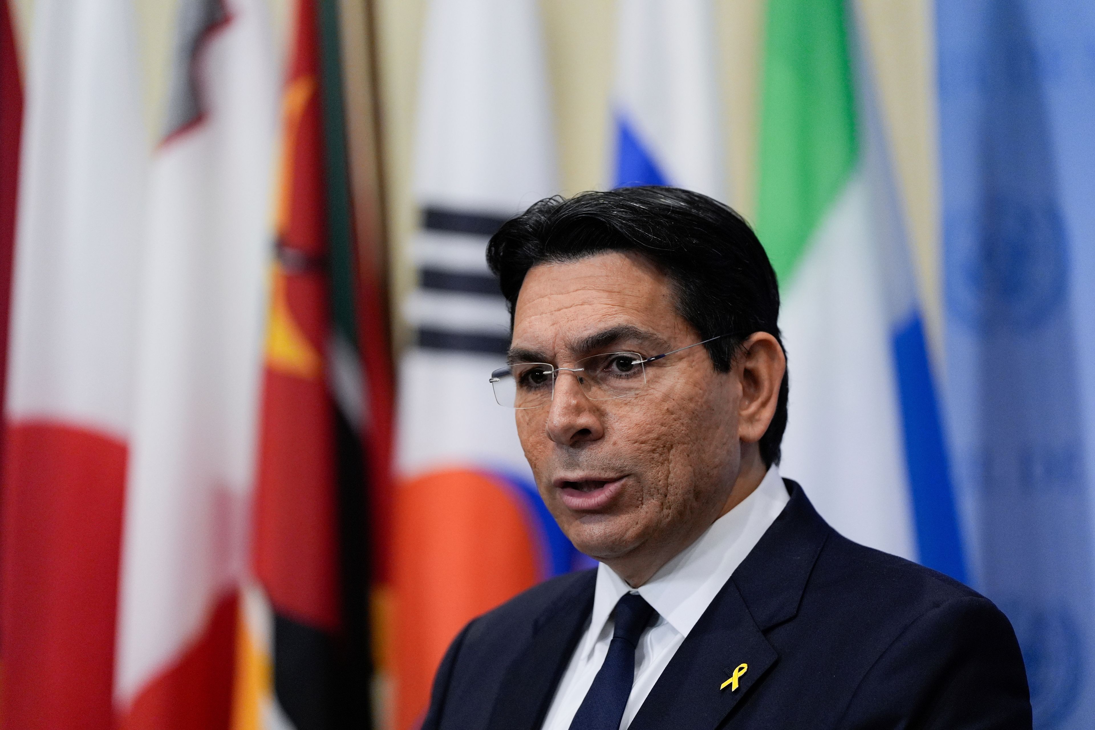 Israel's ambassador to the United Nations Danny Danon speaks at a news conference during the 79th session of the United Nations General Assembly, Tuesday, Sept. 24, 2024, at the UN headquarters. (AP Photo/Julia Demaree Nikhinson)