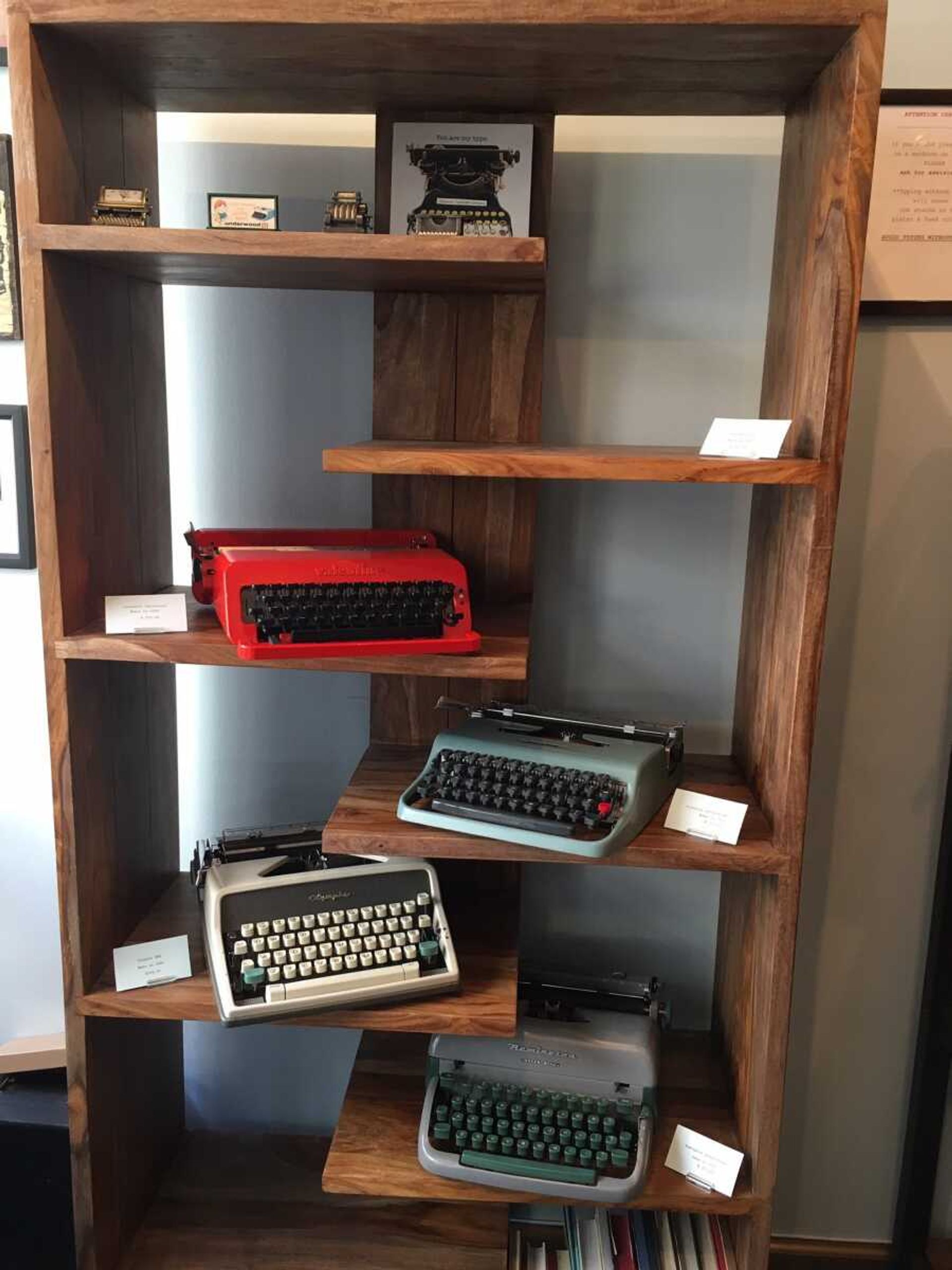 A display of vintage typewriters for sale at Gramercy Typewriter Co. is seen June 28 in New York. All the typewriters for sale are in working condition.