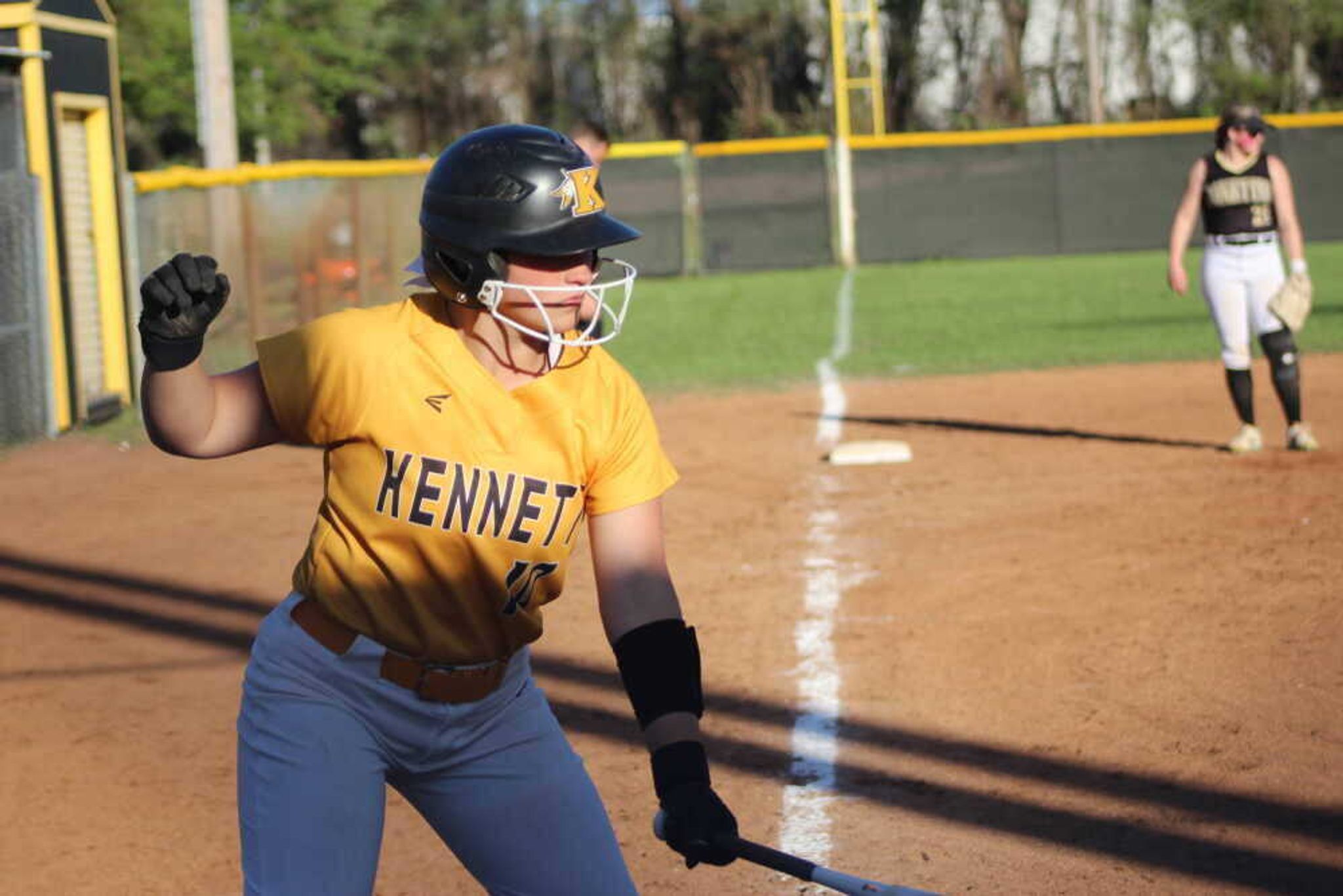 Kennett Lady Indians Emma Claire Bodkin at the dish at a regular season game at Indian Park.
