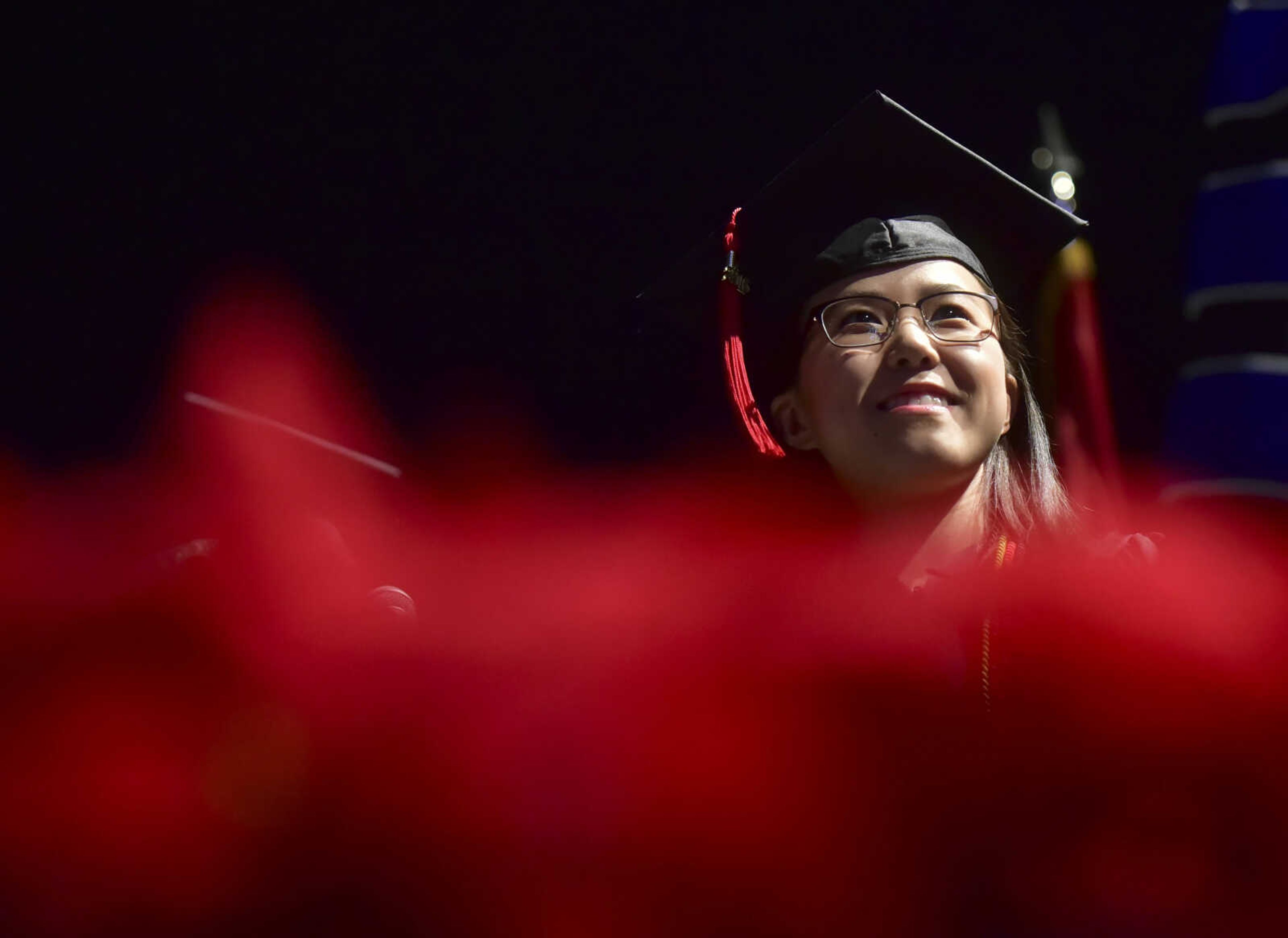 ANDREW J. WHITAKER ~ awhitaker@semissourian.com
Students walk on stage during Southeast Missouri State University graduation Saturday, Dec. 17, 2016 at the Show Me Center in Cape Girardeau.