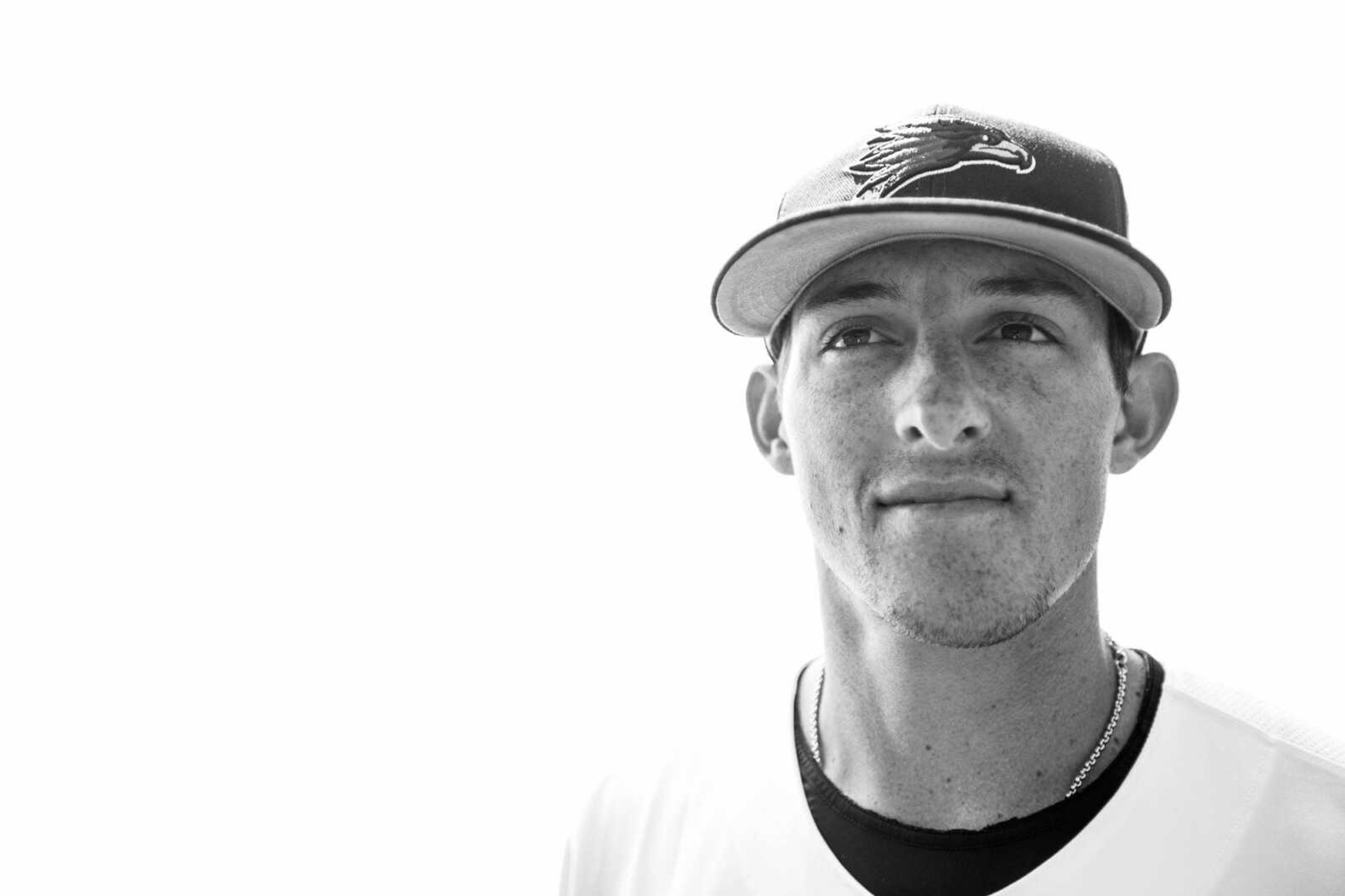 Southeast Missouri State's Jason Blum poses for a photo Friday, May 1, 2015 at Capaha Field. (Glenn Landberg)