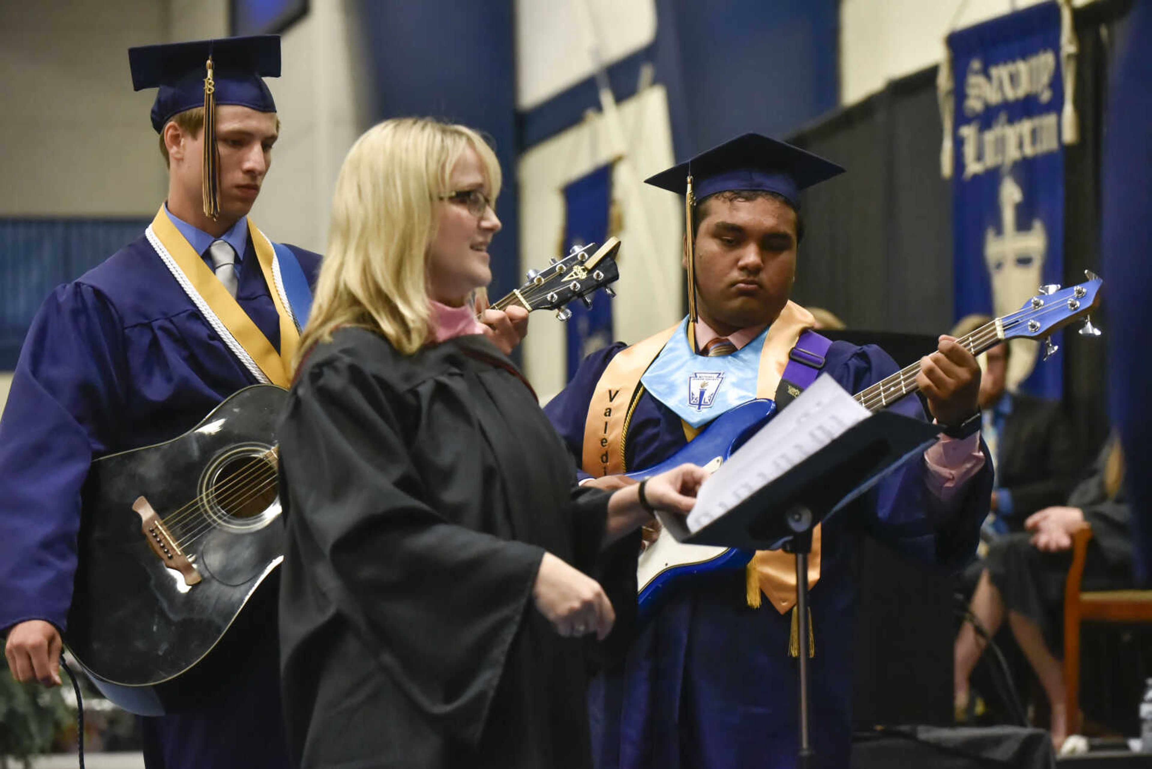 Graduating seniors perform "This Time" during their graduation ceremony Sunday, May 20, 2018 at Saxony Lutheran High School in Jackson.