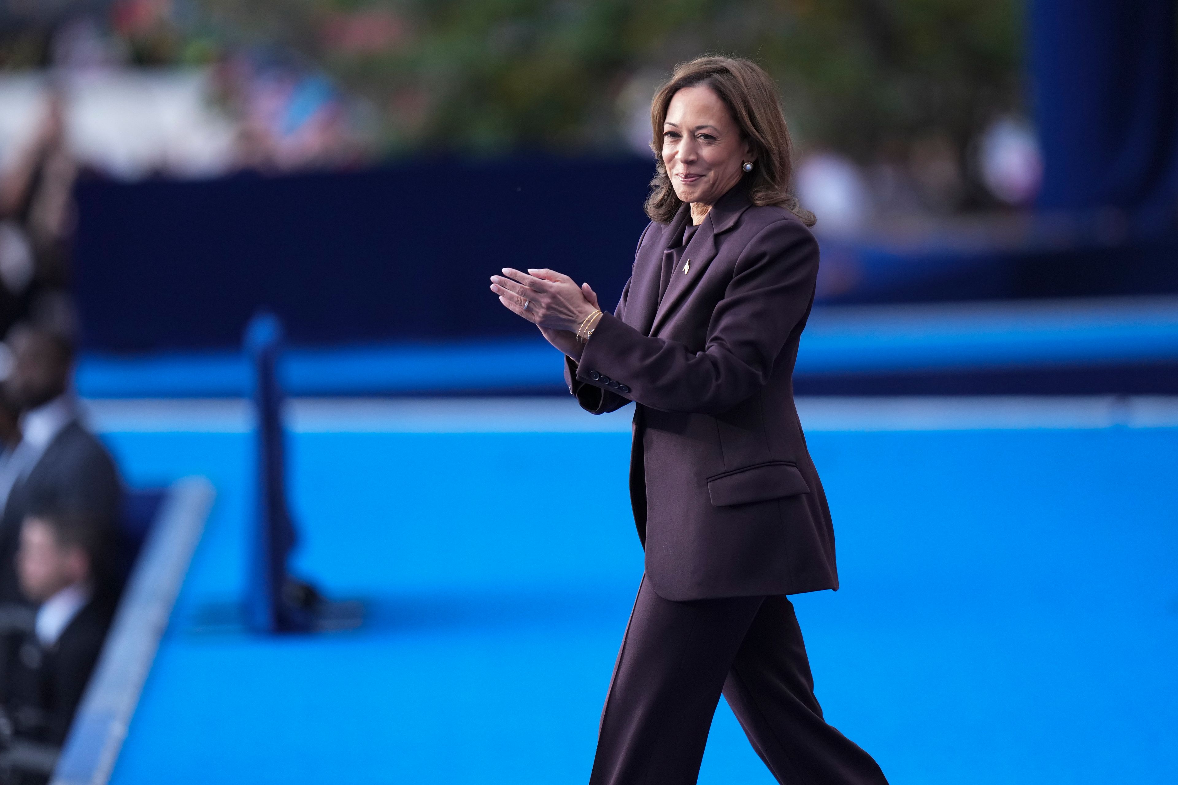 Vice President Kamala Harris arrives to deliver a concession speech for the 2024 presidential election, Wednesday, Nov. 6, 2024, on the campus of Howard University in Washington. (AP Photo/Stephanie Scarbrough)