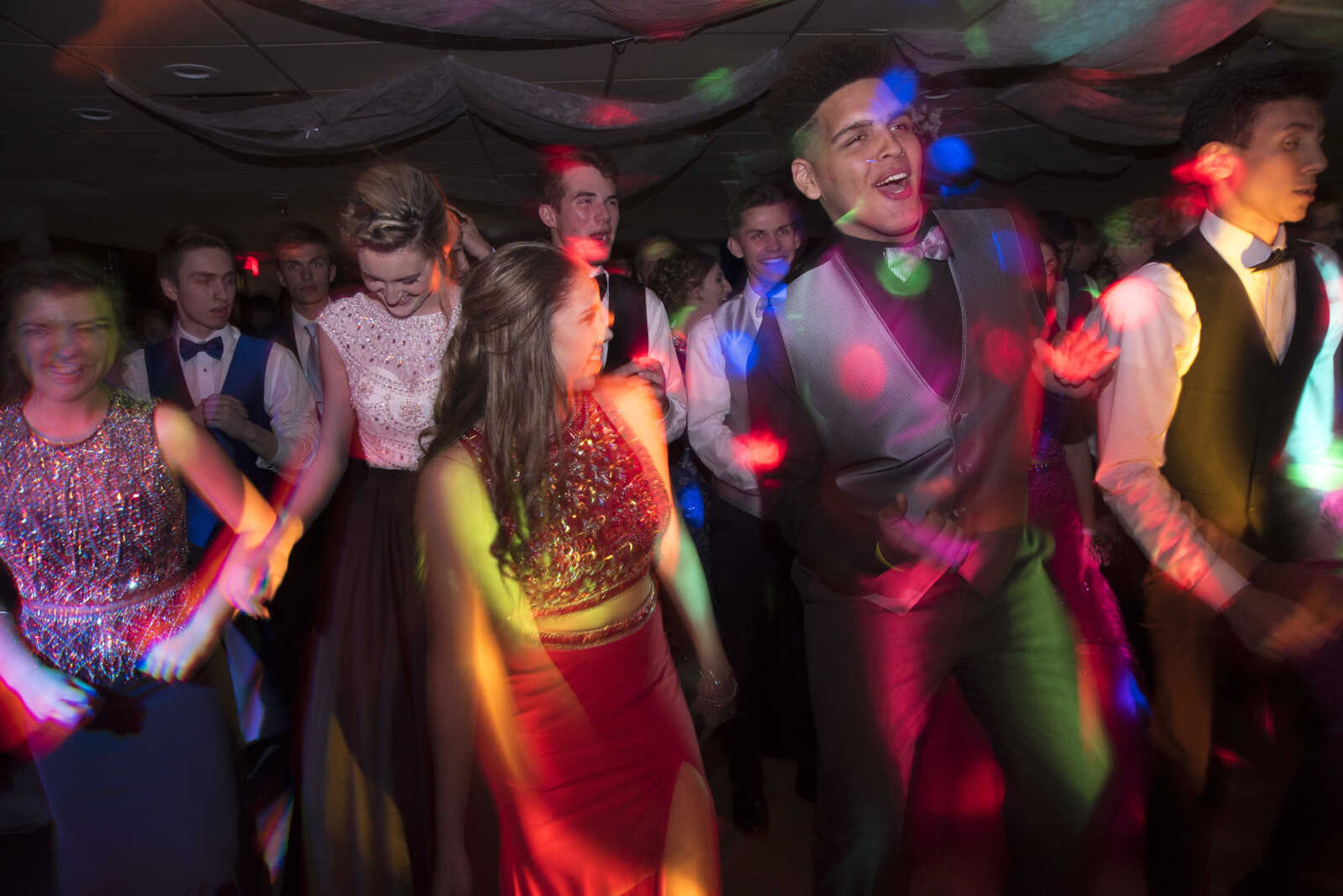 Students dance during the Saxony Lutheran prom Saturday, April 22, 2017 at the Elk's Lodge in Cape Girardeau.